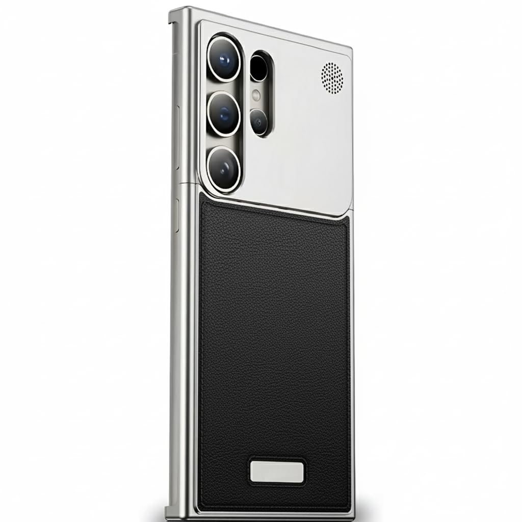 Premium Shockproof Metallic Finish Leather Back case Cover - Black