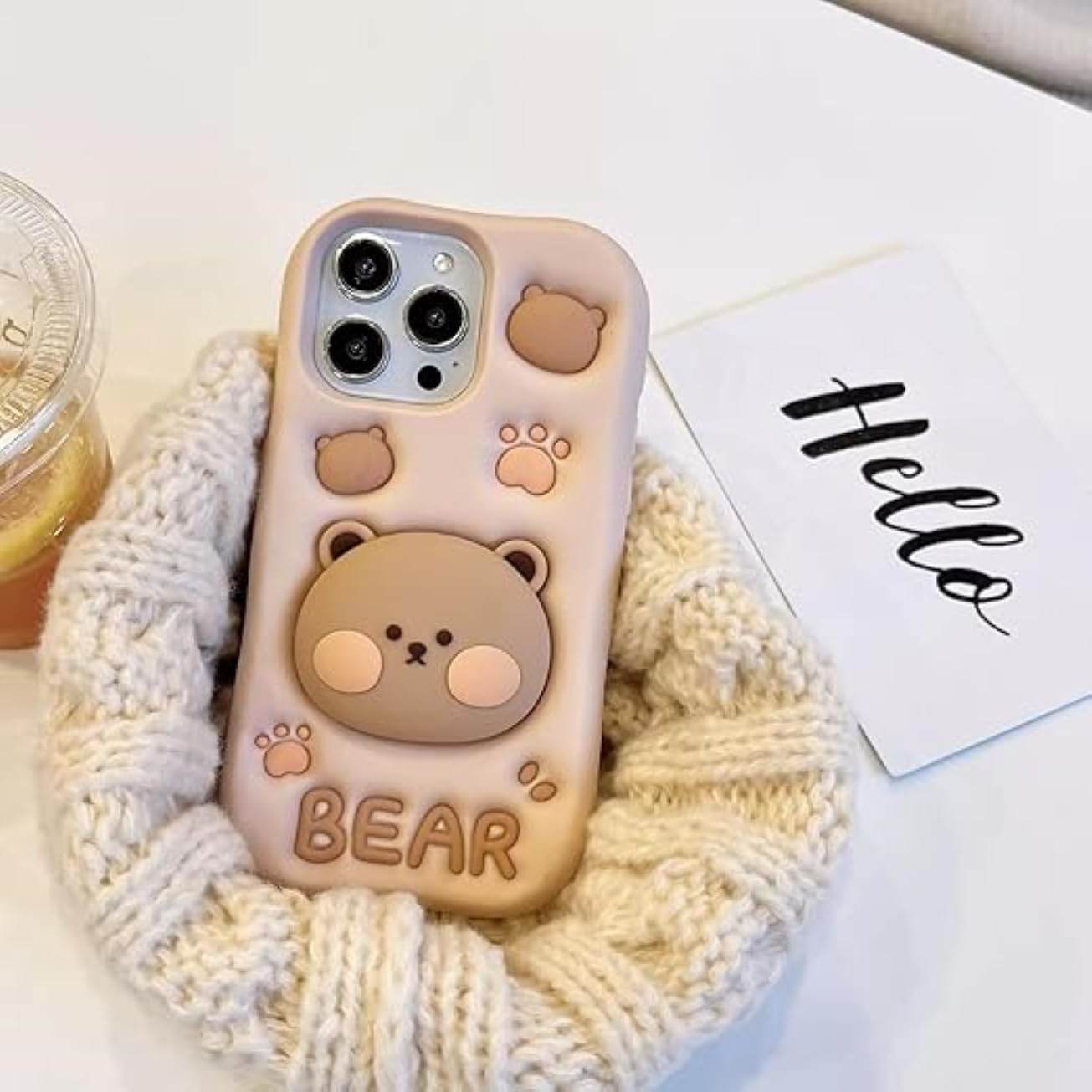3D Cute Cartoon Teddy Bear Silicone Case - Guleel