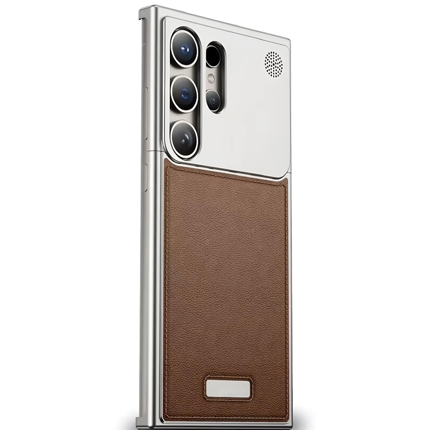 Premium Shockproof Metallic Finish Leather Back case Cover - Brown