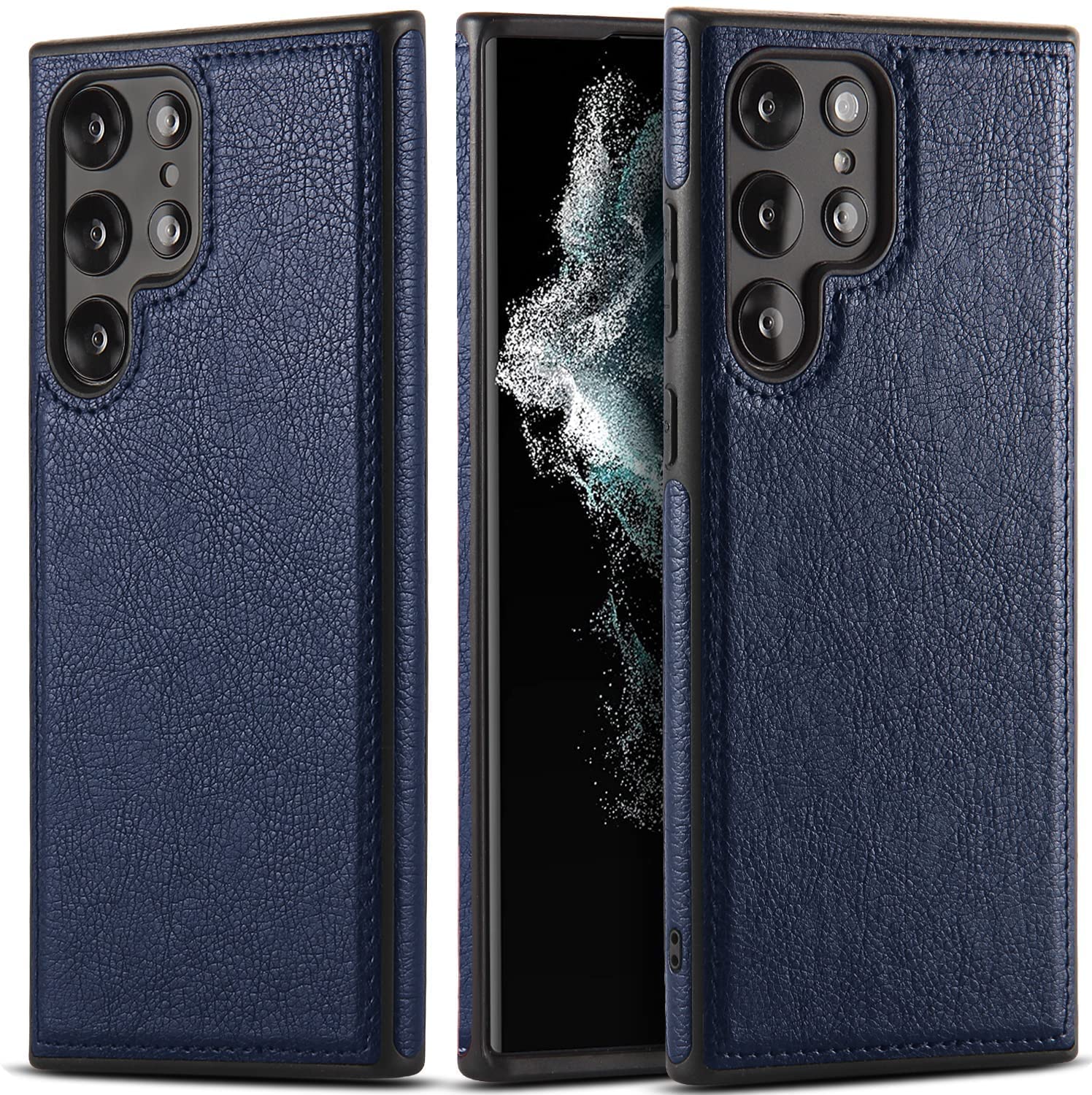 Premium Leather Logo Cut Back Cover -Blue