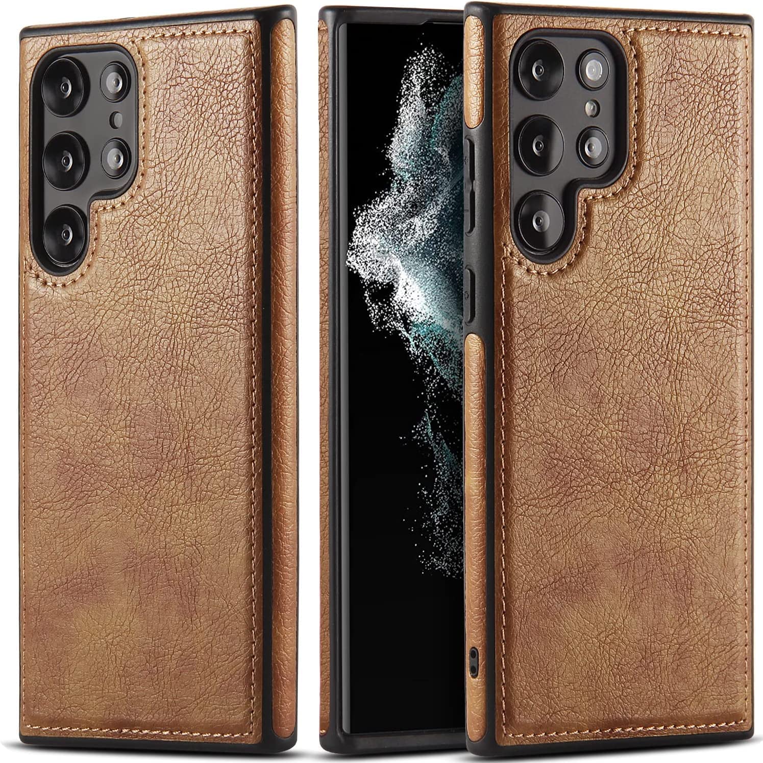 Premium Leather Logo Cut Back Cover -Brown