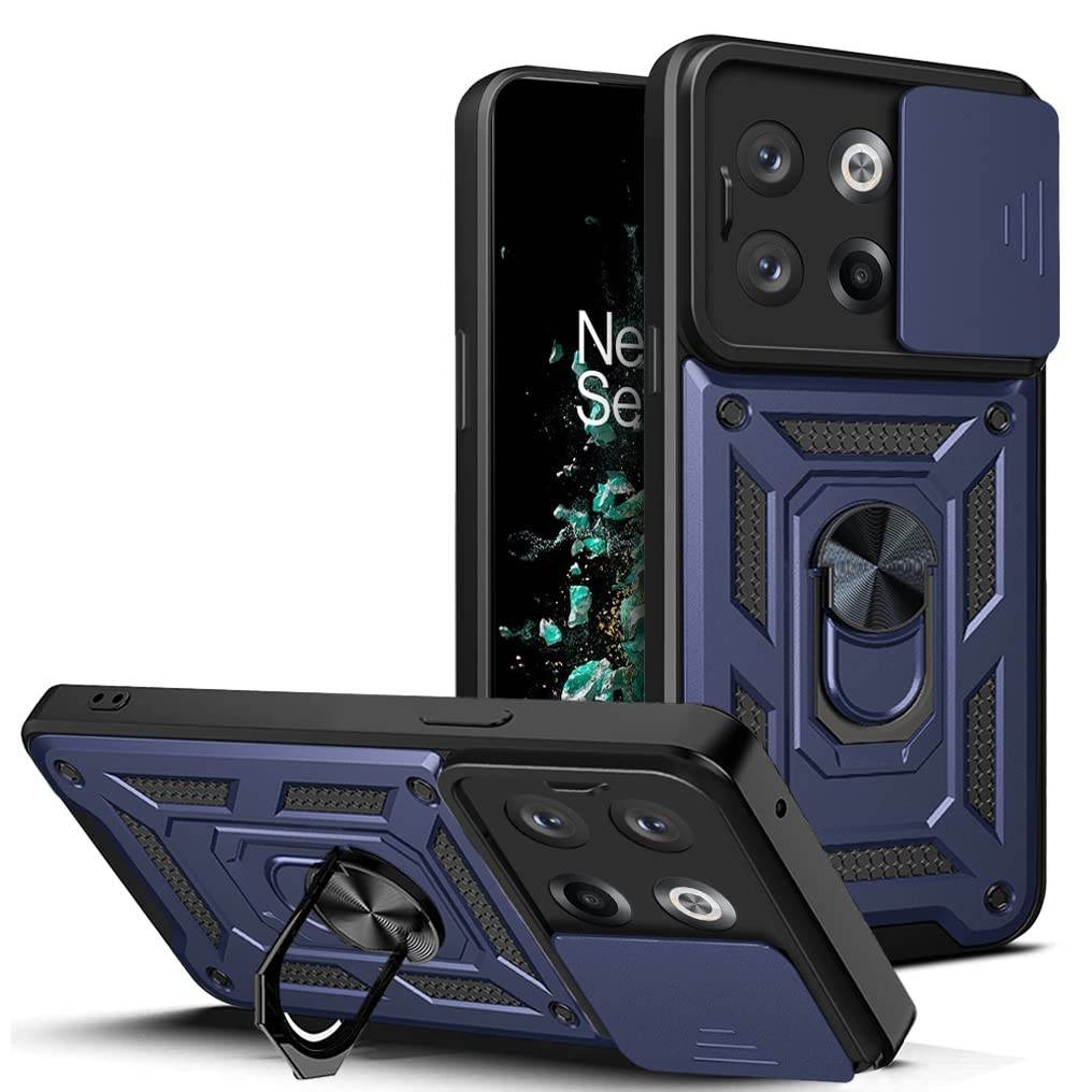Tough Armor for Oneplus 10T 5G Back Case Cover | Ring Holder & Sliding Camera Shield Cover | 360 Degree Protection Back Case Cover for Oneplus 10T 5G Case - Blue - Guleel