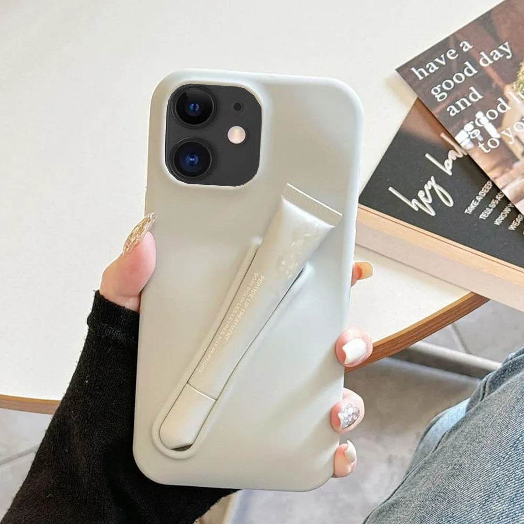 Premium 3D Lip Gloss Lipstick Holder Silicon Back Cover - Grey - Guleel