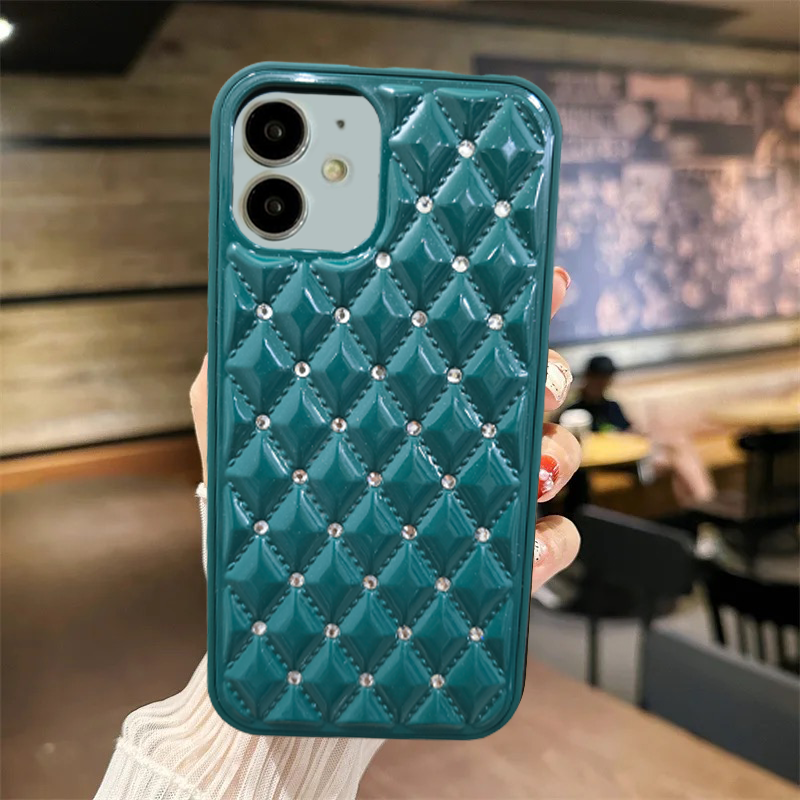 iPhone 12 Premium Diamond Glass  Case Cover - Green