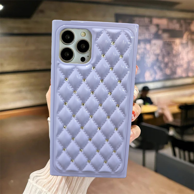 iPhone 12 Pro Premium Shockproof Square Glass Case - Lavender