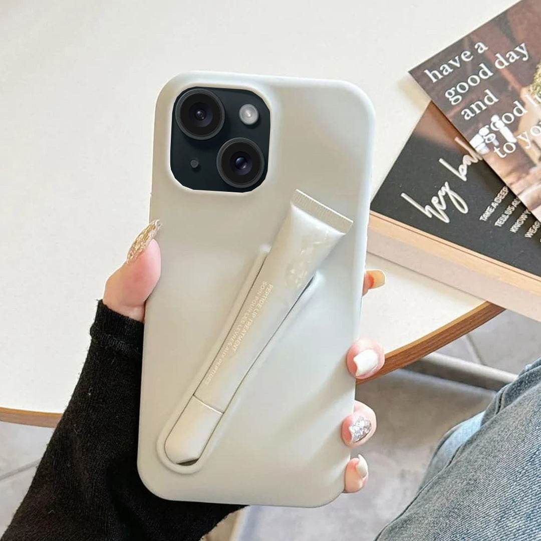 Premium 3D Lip Gloss Lipstick Holder Silicon Back Cover - Grey - Guleel