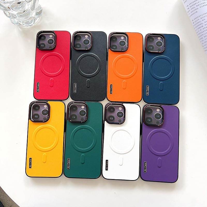 Matte Leather Magnetic Mag-Safe Wireless Charging Shockproof Case - Guleel