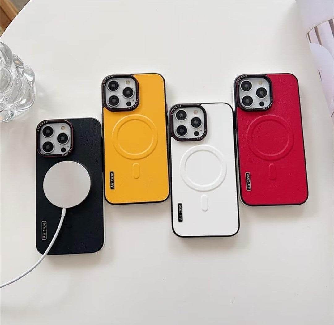 Matte Leather Magnetic Mag-Safe Wireless Charging Shockproof Case - Guleel