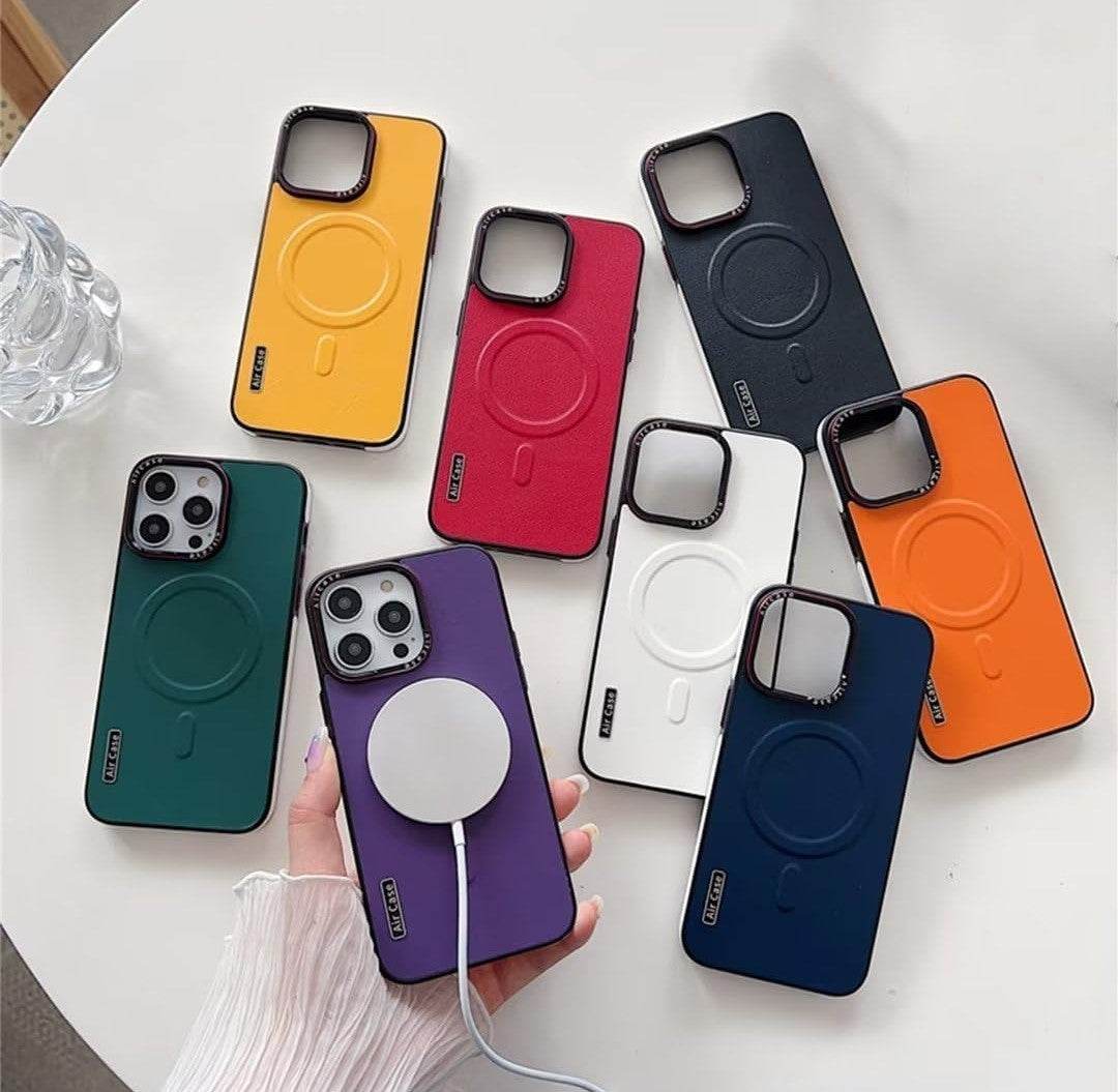 Matte Leather Magnetic Mag-Safe Wireless Charging Shockproof Case - Guleel