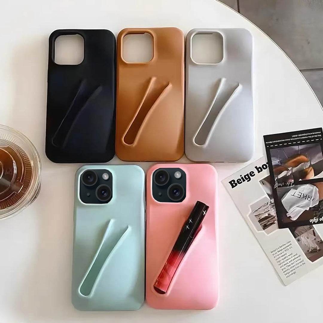 Premium 3D Lip Gloss Lipstick Holder Silicon Back Cover - Black - Guleel