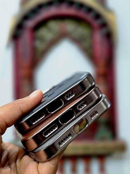 iPhone 15 Magnetic Leather Shockproof Back Case Cover- Black - Guleel