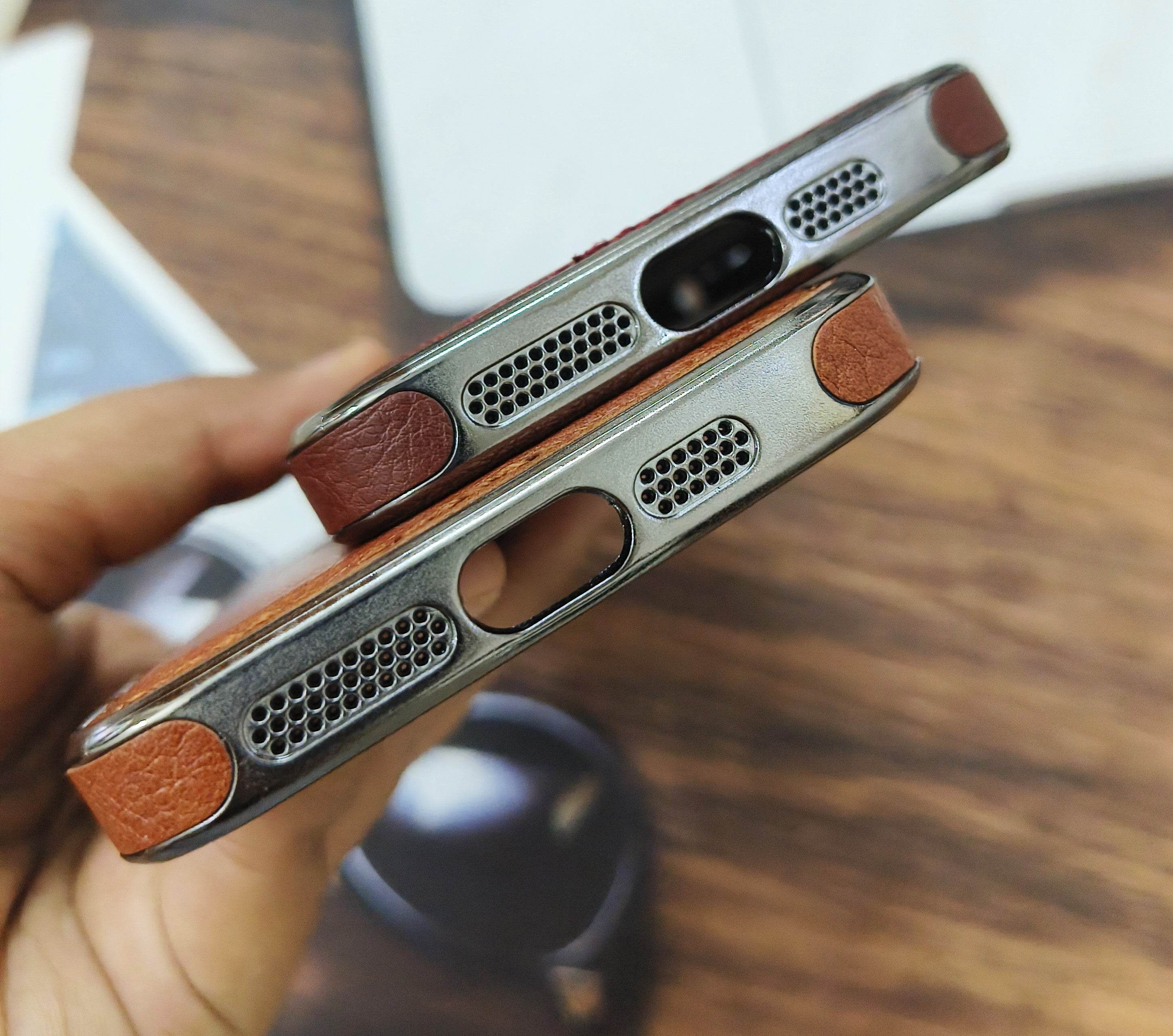 Premium Leather Logo Cut Case - Light Brown - Guleel