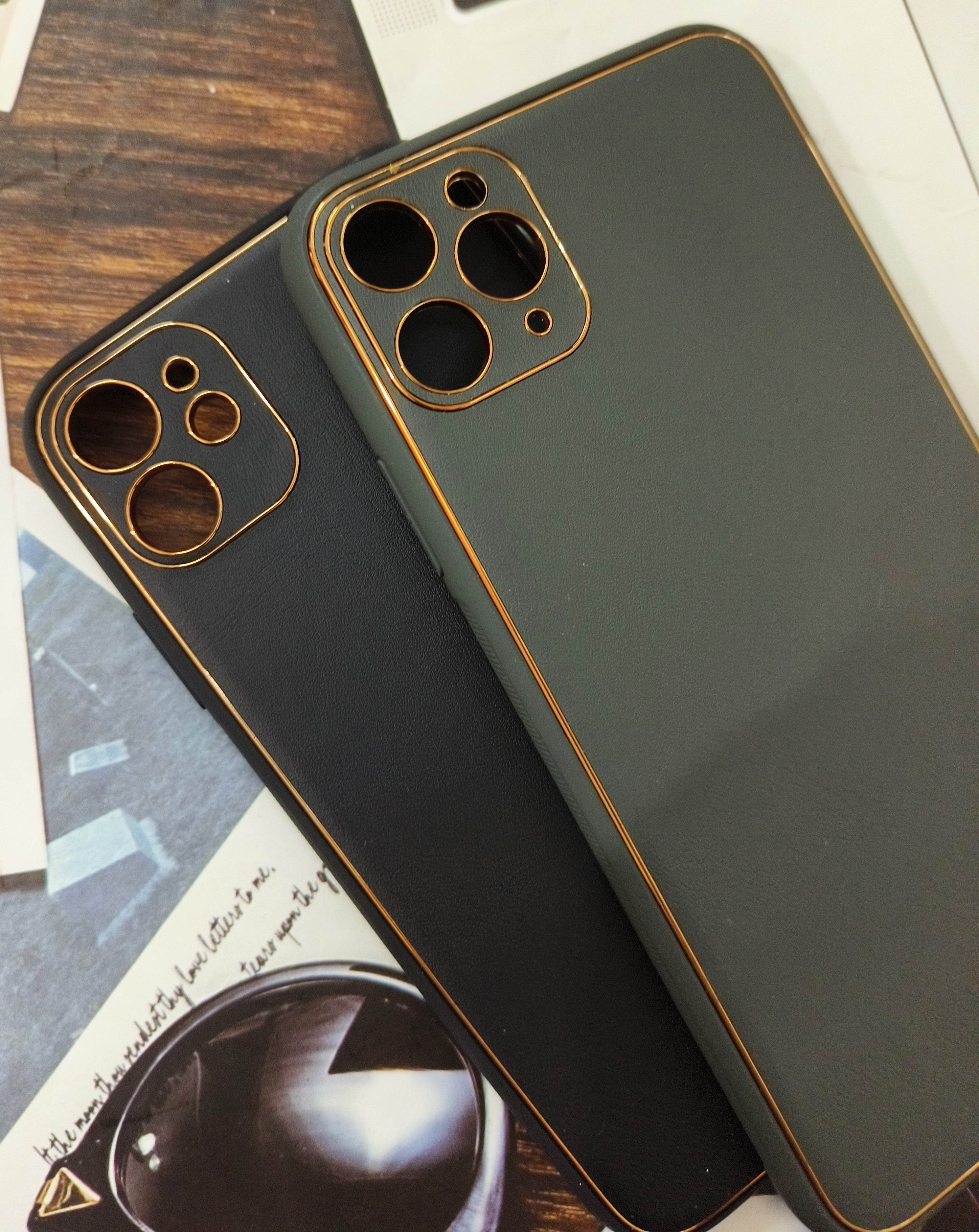 iPhone 11 Pro Max Leather Finish Case - Grey - Guleel