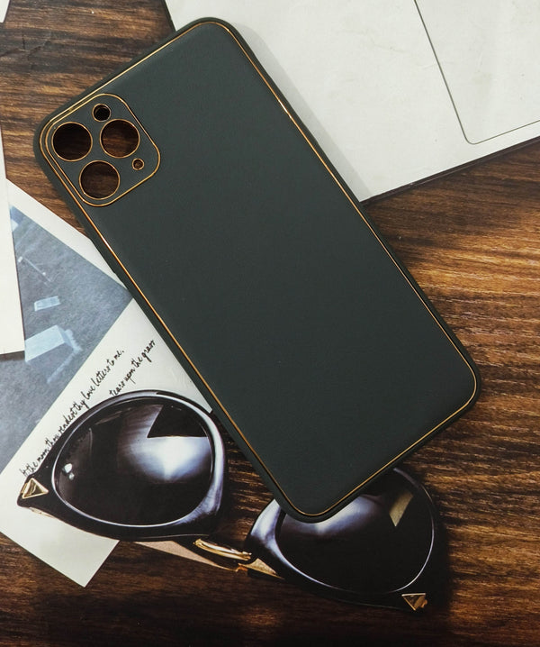 iPhone 11 Pro Max Leather Finish Case - Grey - Guleel