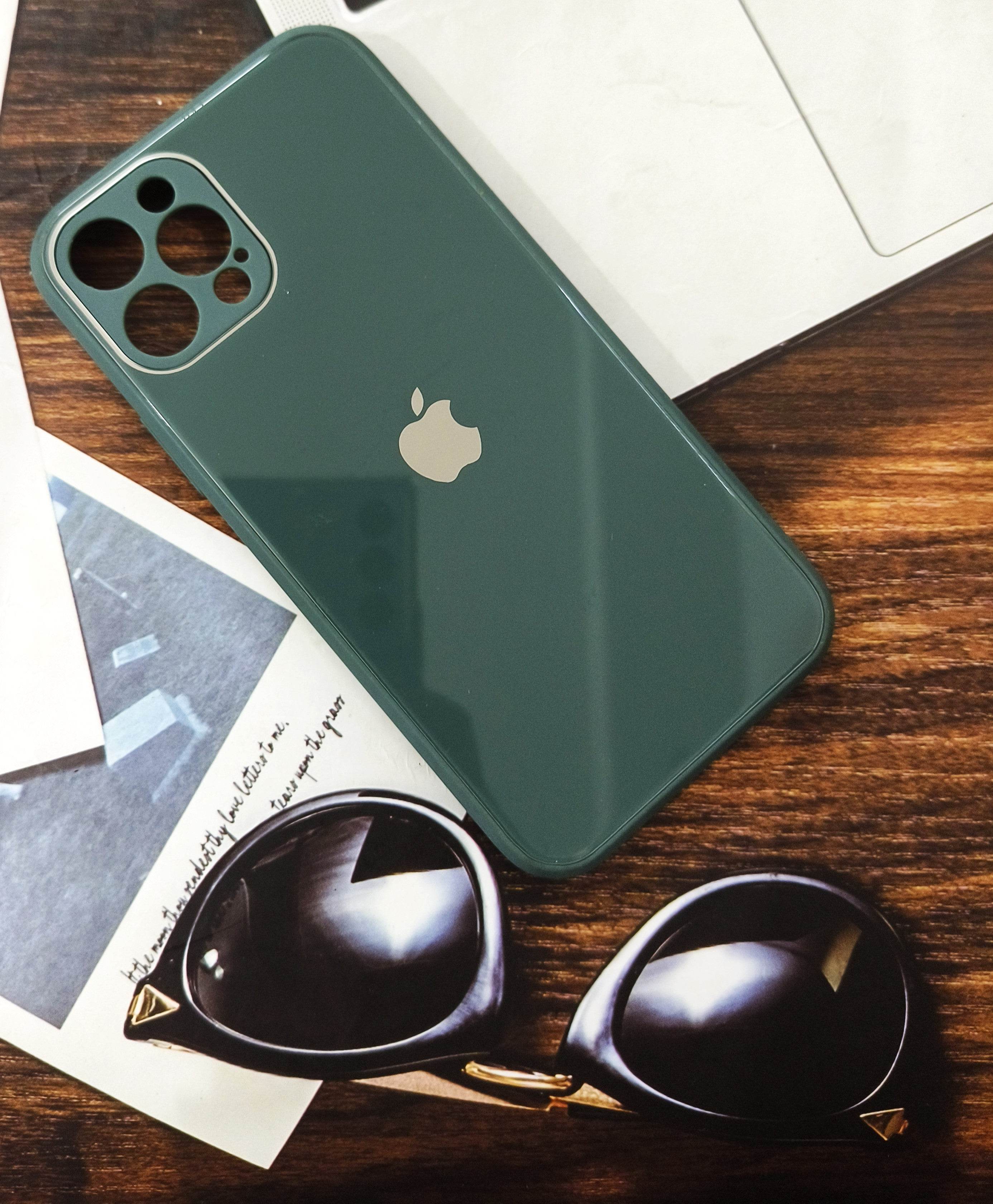 iPhone 12 Pro Premium Glass Camera Protection Case - Dark Green - Guleel