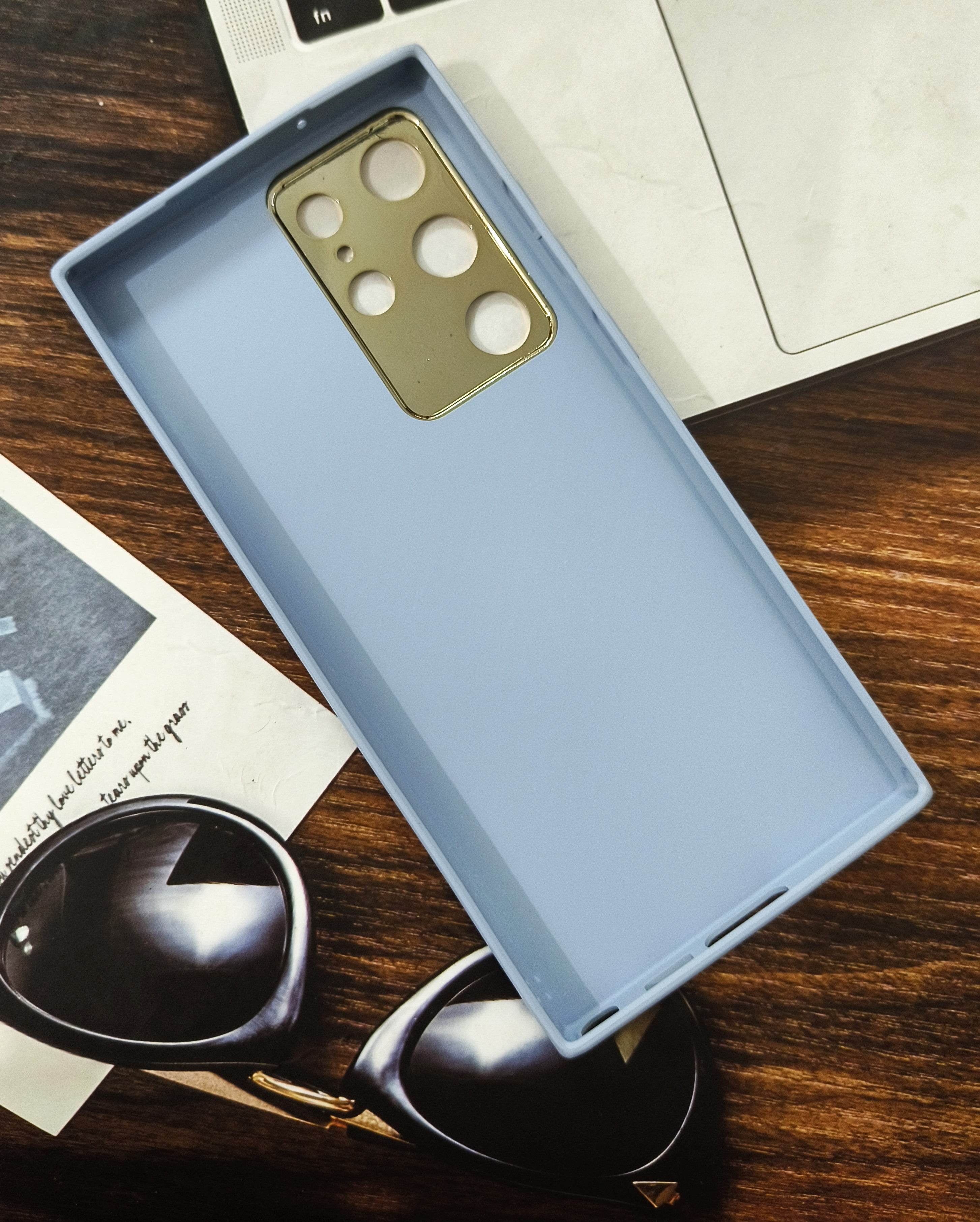 Galaxy S23 Ultra Premium Leather Camera Protection Case - Light Blue - Guleel