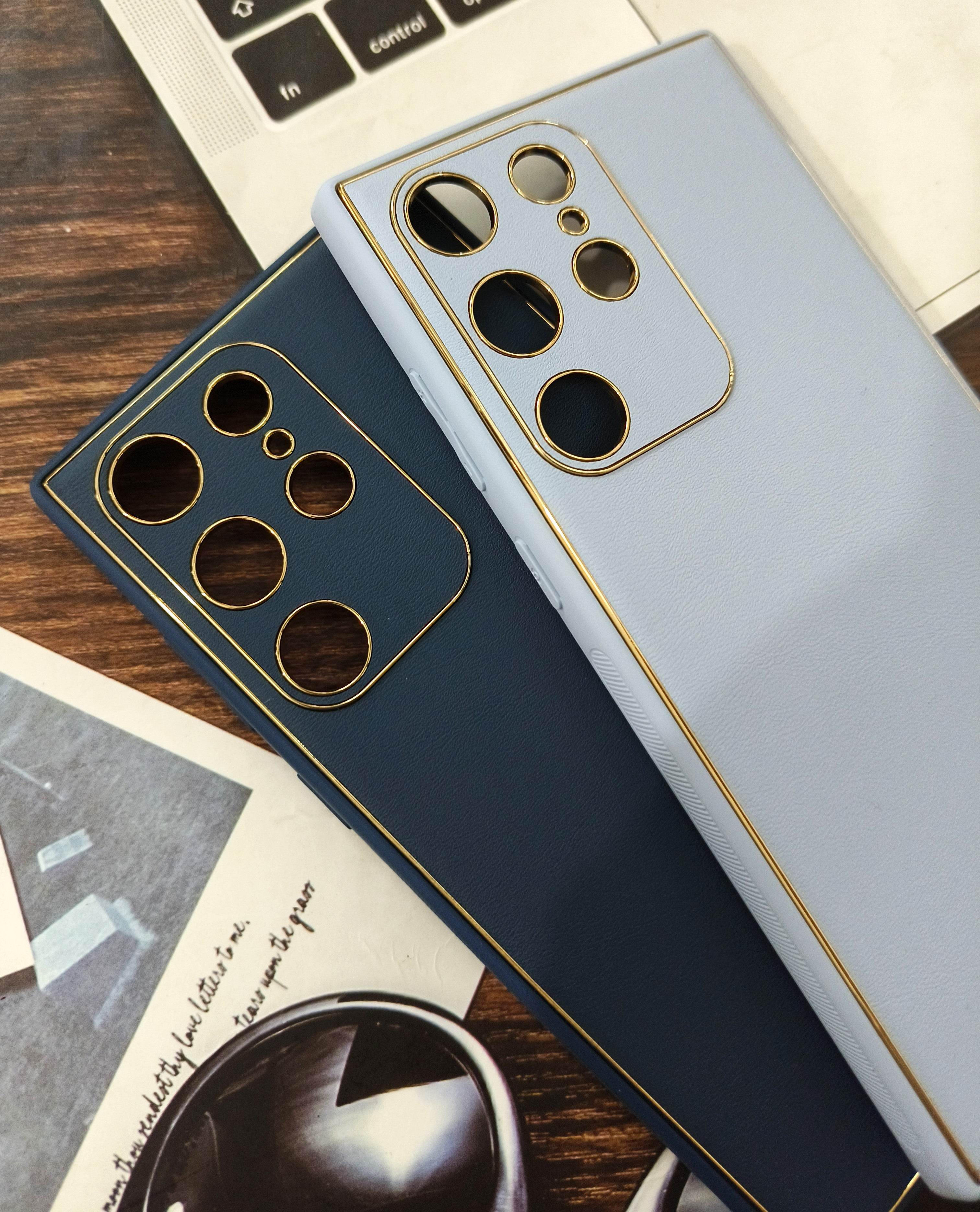 Galaxy S23 Ultra Premium Leather Camera Protection Case - Dark Blue - Guleel