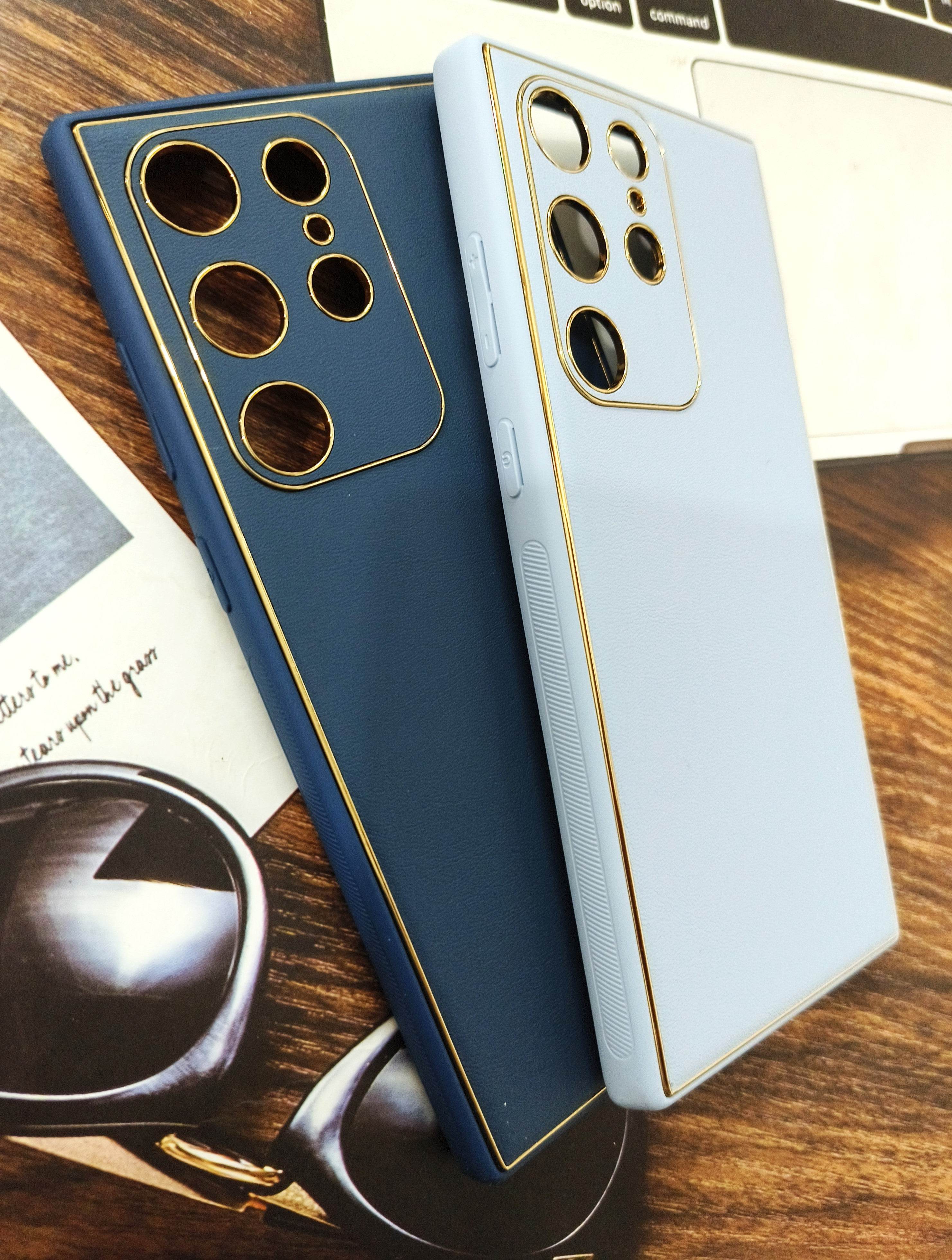 Galaxy S23 Ultra Premium Leather Camera Protection Case - Light Blue - Guleel