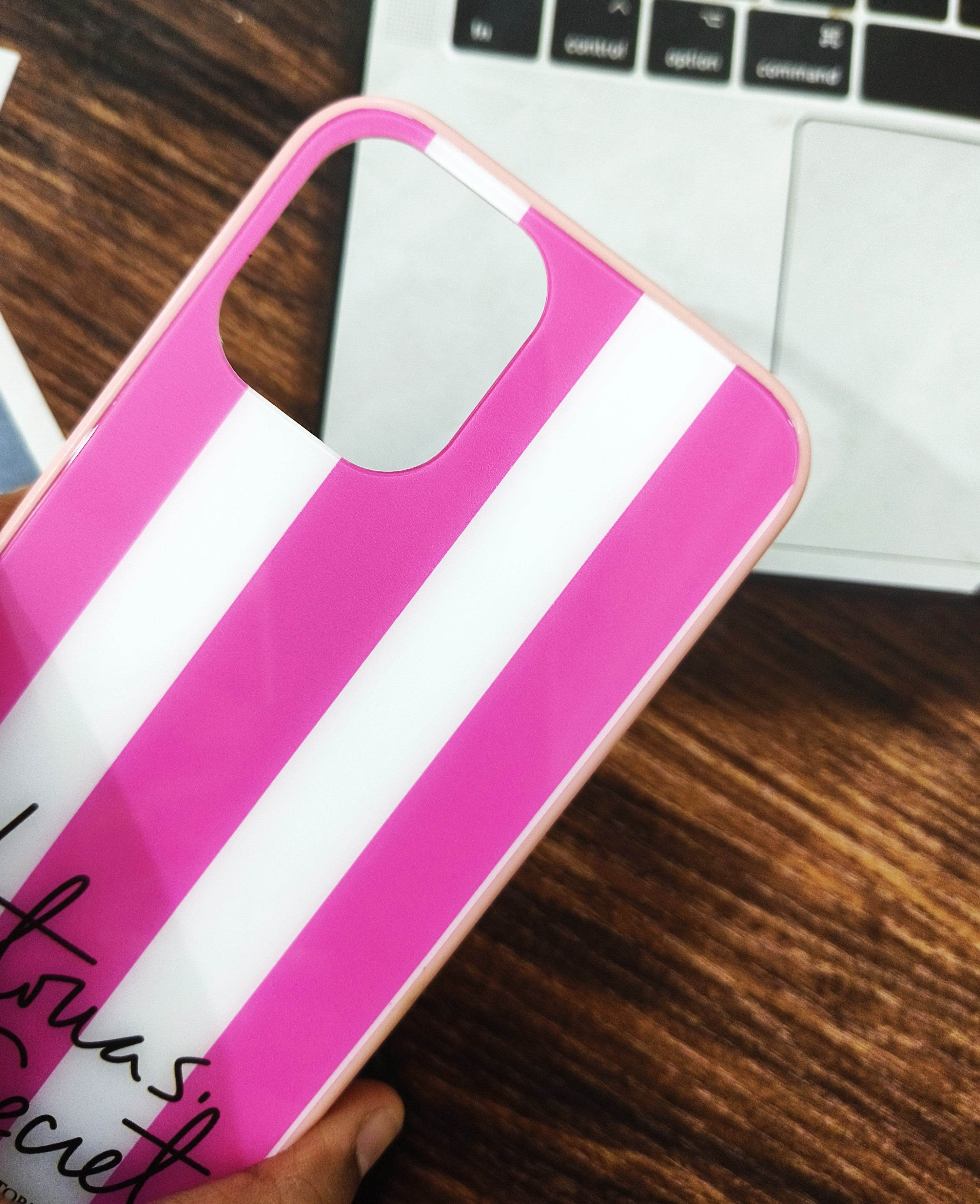 iPhone 12 Pro Max Premium Victoria Secret Glass Finish Case - Pink - Guleel