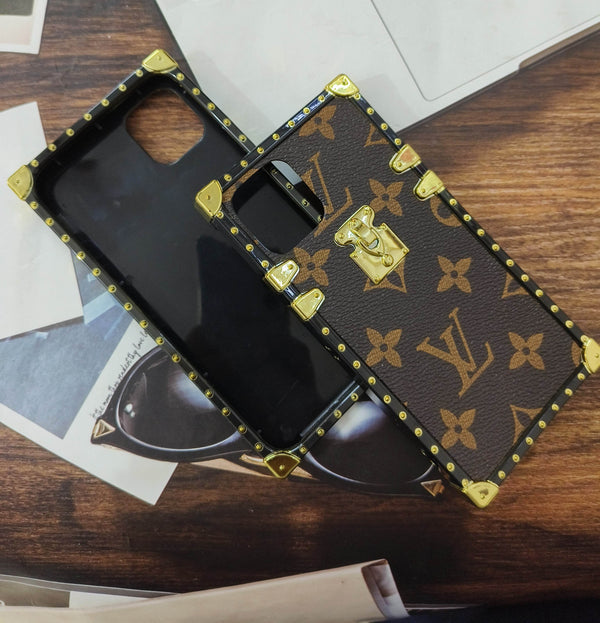 iPhone 12 Pro Max Premium LV Trunk Leather Finish Case - Brown - Guleel