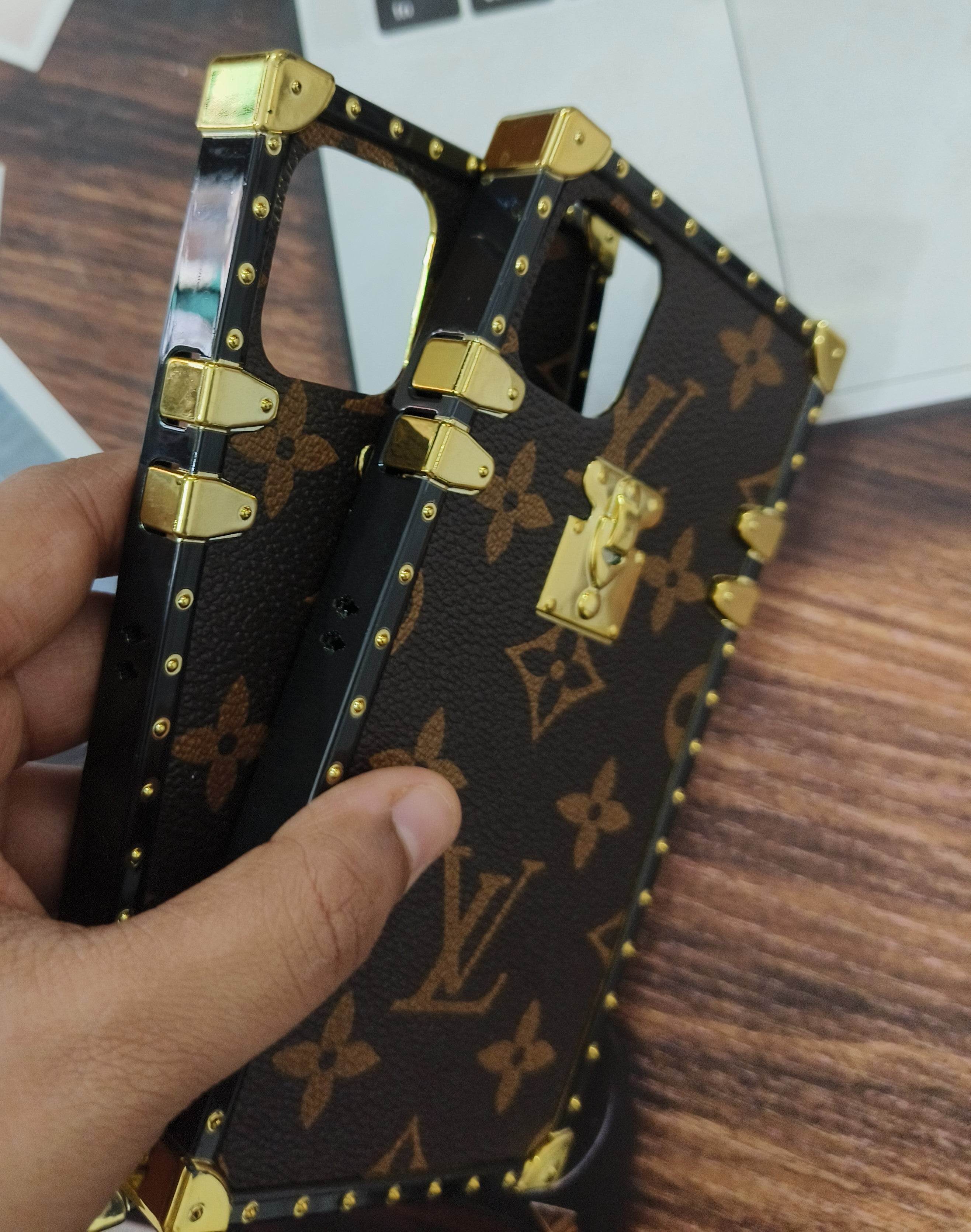 Premium LV Trunk Leather Finish Case - Brown - Guleel