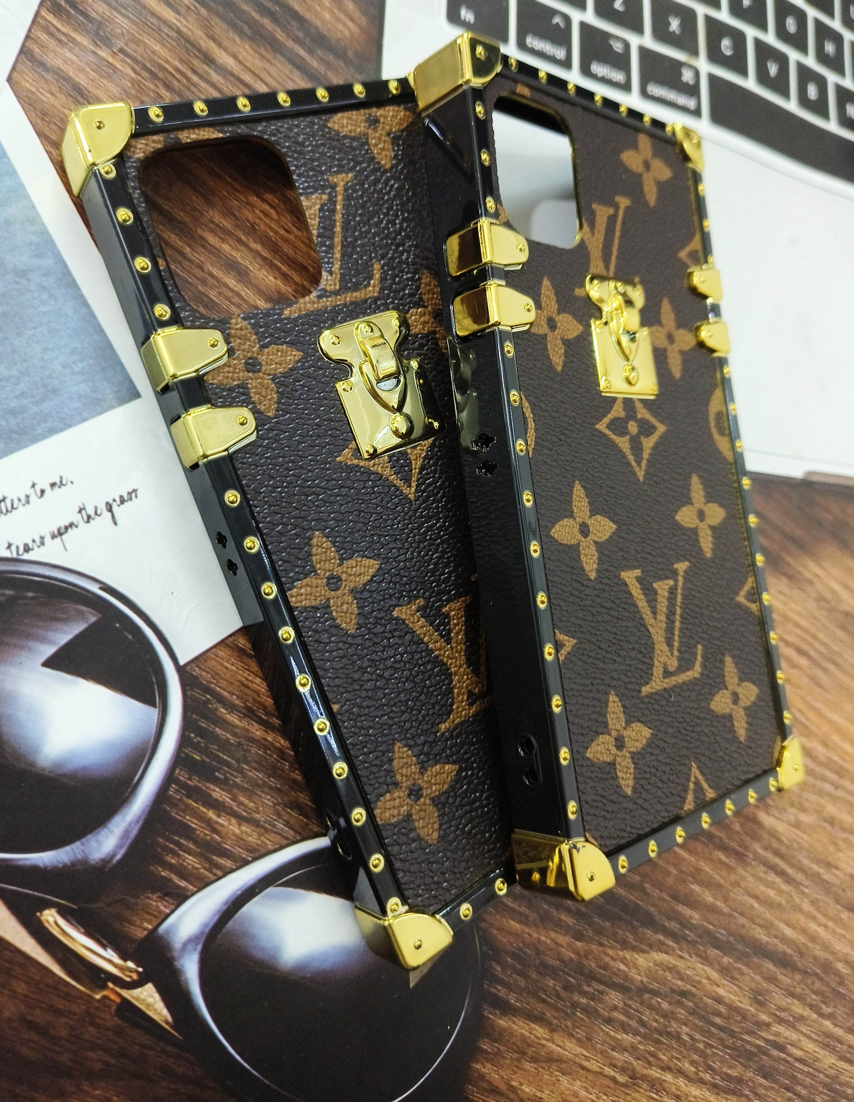 iPhone 12 Pro Max Premium LV Trunk Leather Finish Case - Brown - Guleel