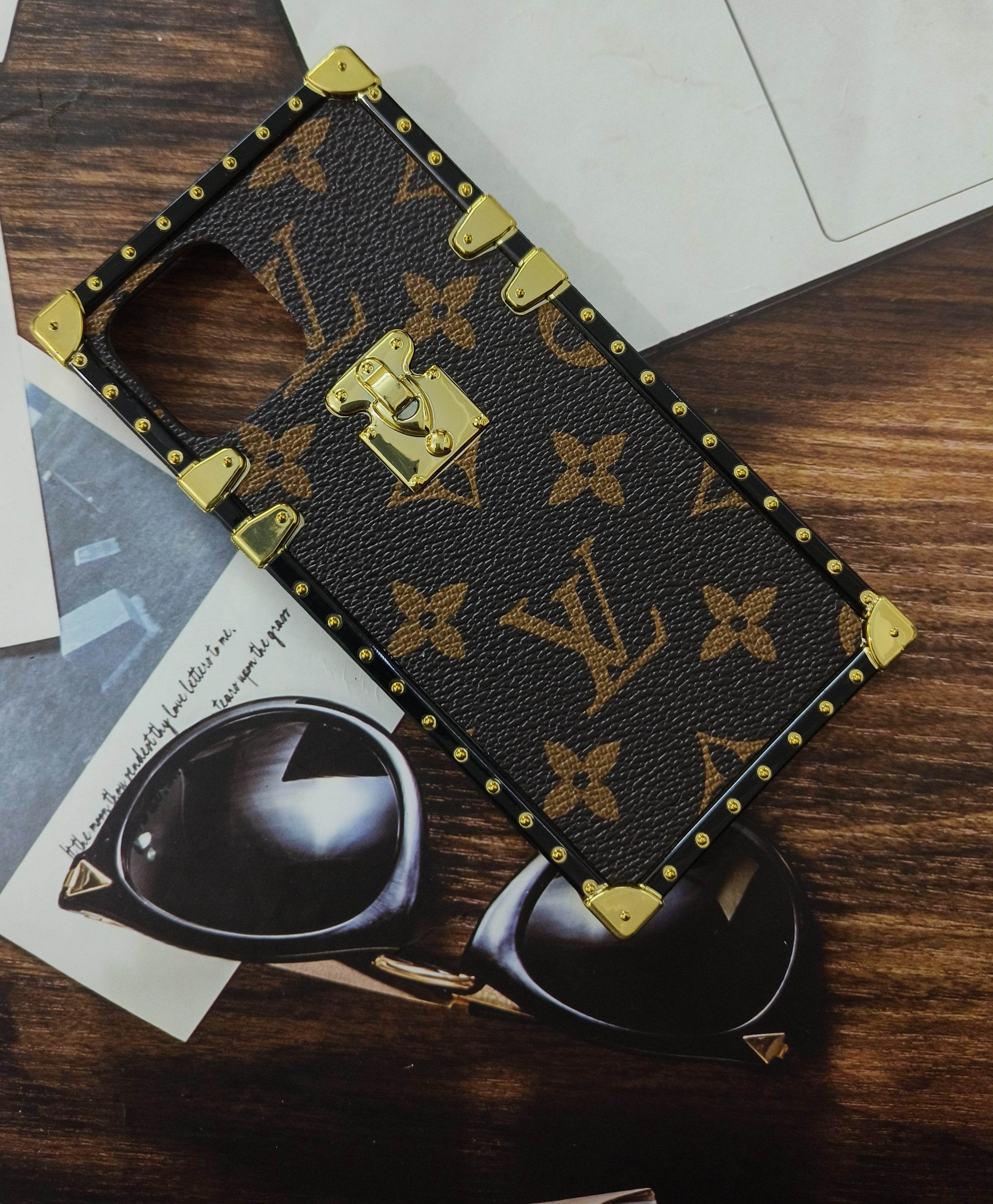 iPhone 12 Pro Max Premium LV Trunk Leather Finish Case - Brown - Guleel