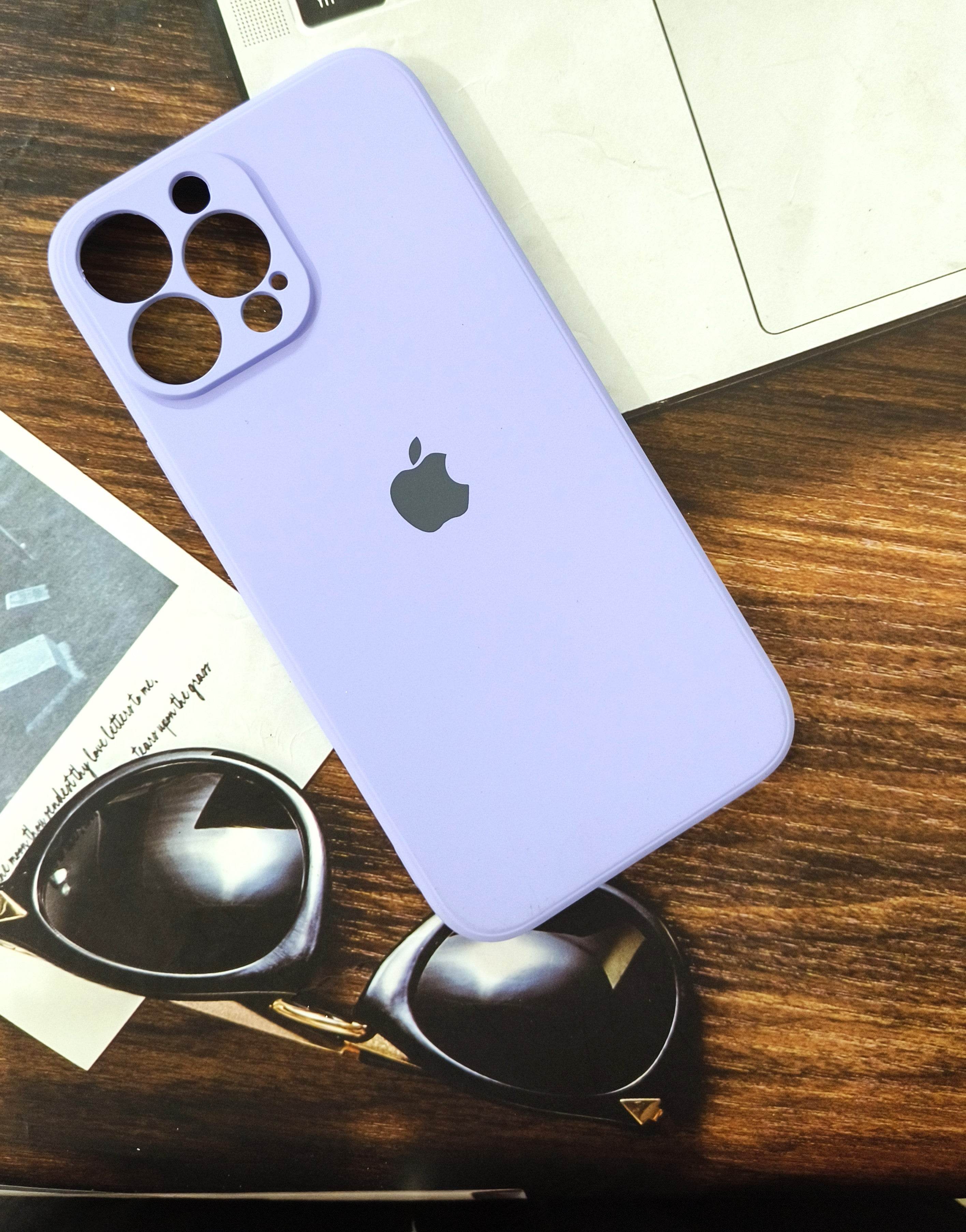 iPhone 13 Pro Max Premium Silicone Logo Camera Protection Case - Lavender - Guleel