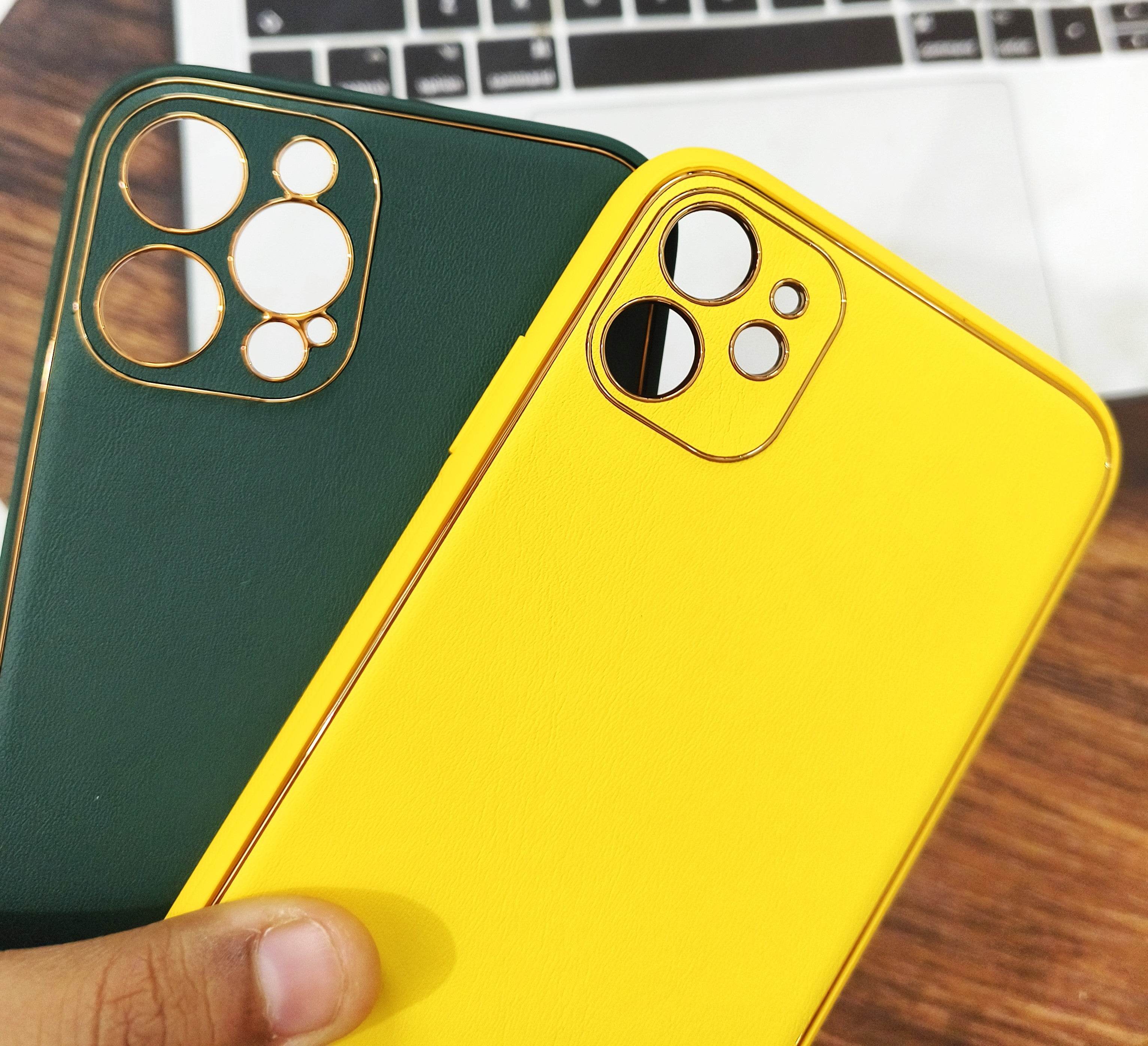 iPhone 12 Pro Max Premium Leather Finish Camera Protection Case - Dark Green - Guleel