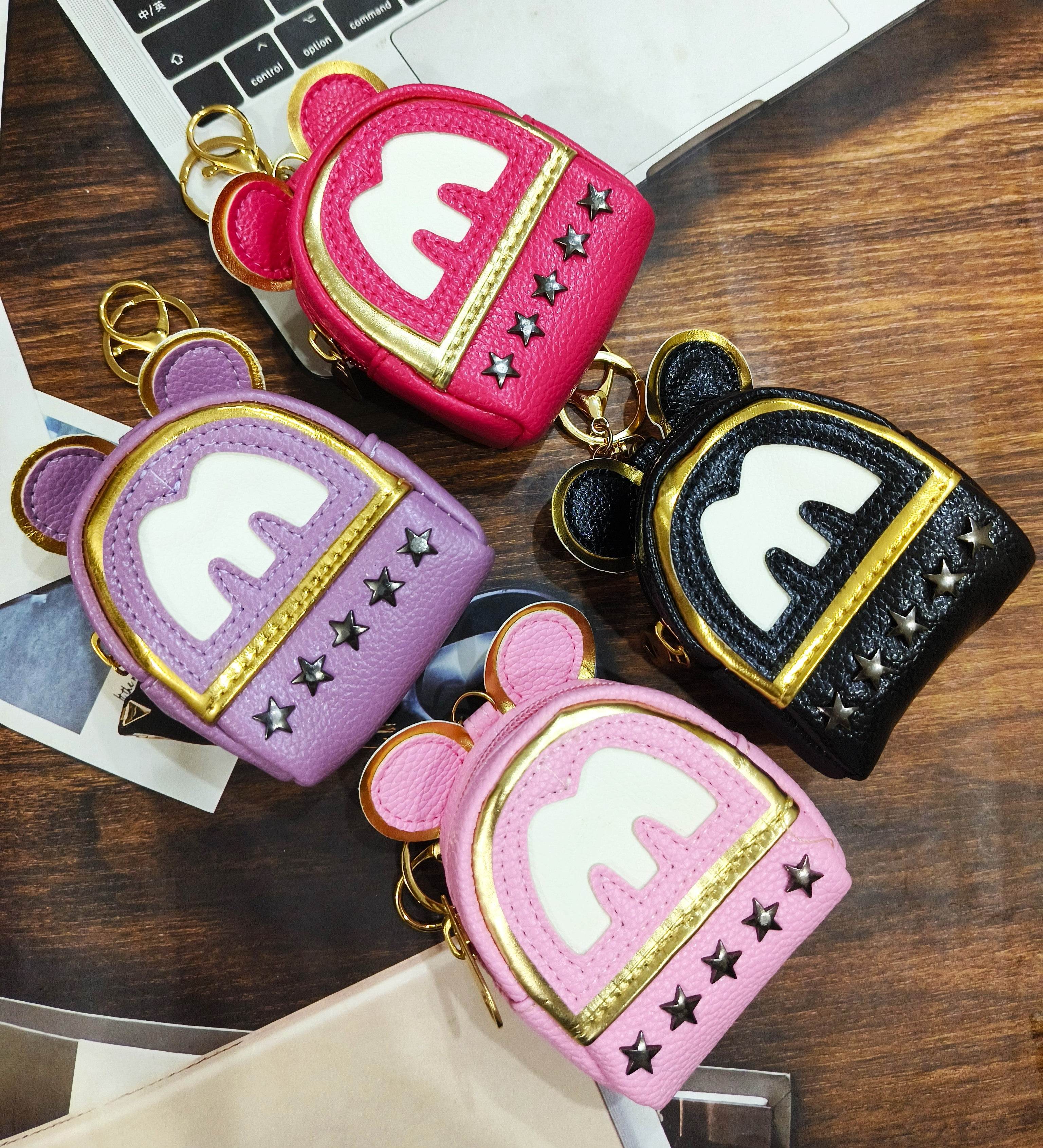 Universal Cartoon Accessories Leather Organizer Case Cover for Portable Charger, Cables, Earphone, Cord, SD Card - Hot Pink M - Guleel