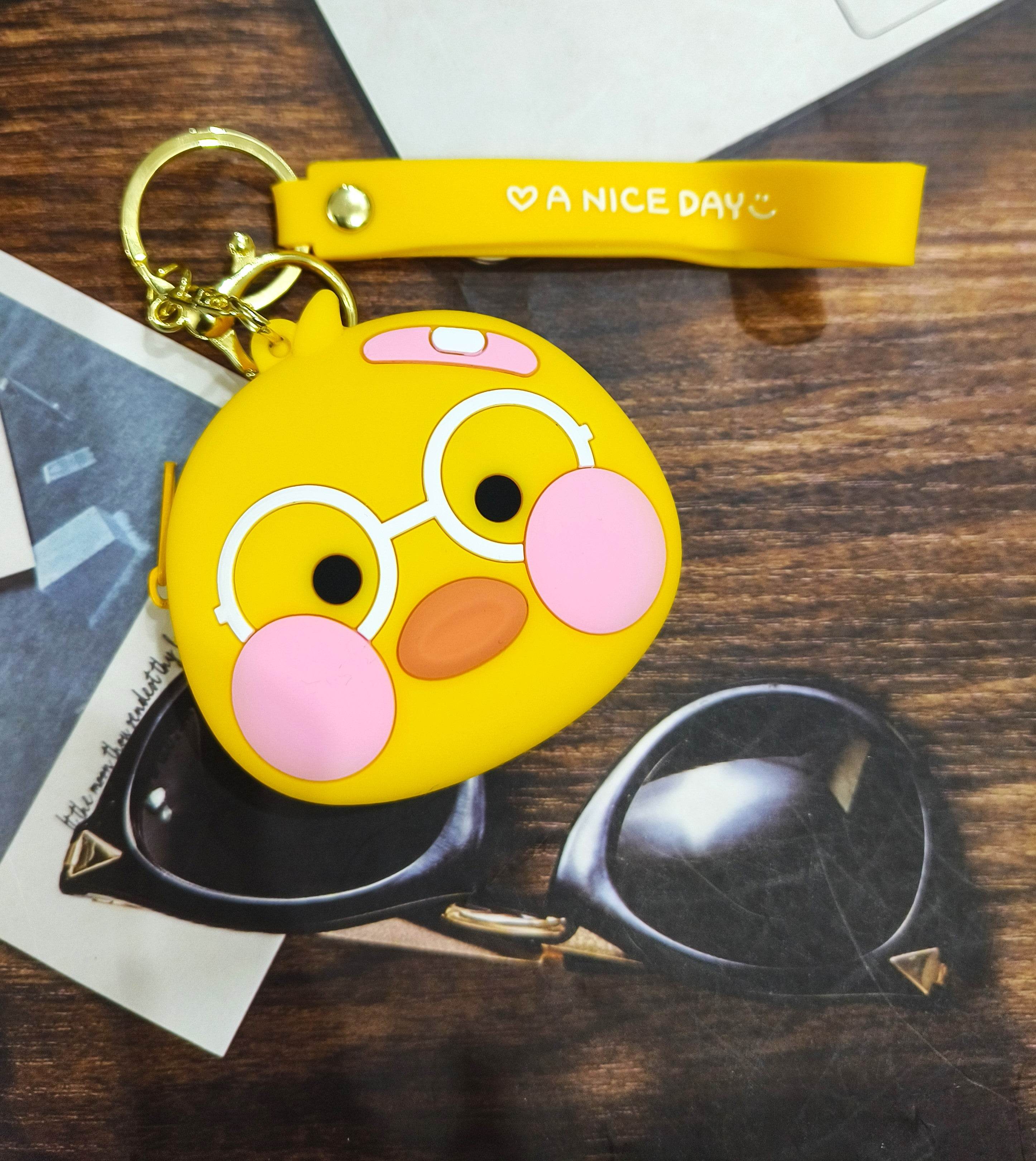 Universal Cartoon Accessories Silicone Organizer Case Cover for Portable Charger, Cables, Earphone, Cord, SD Card - Yellow Cutie - Guleel