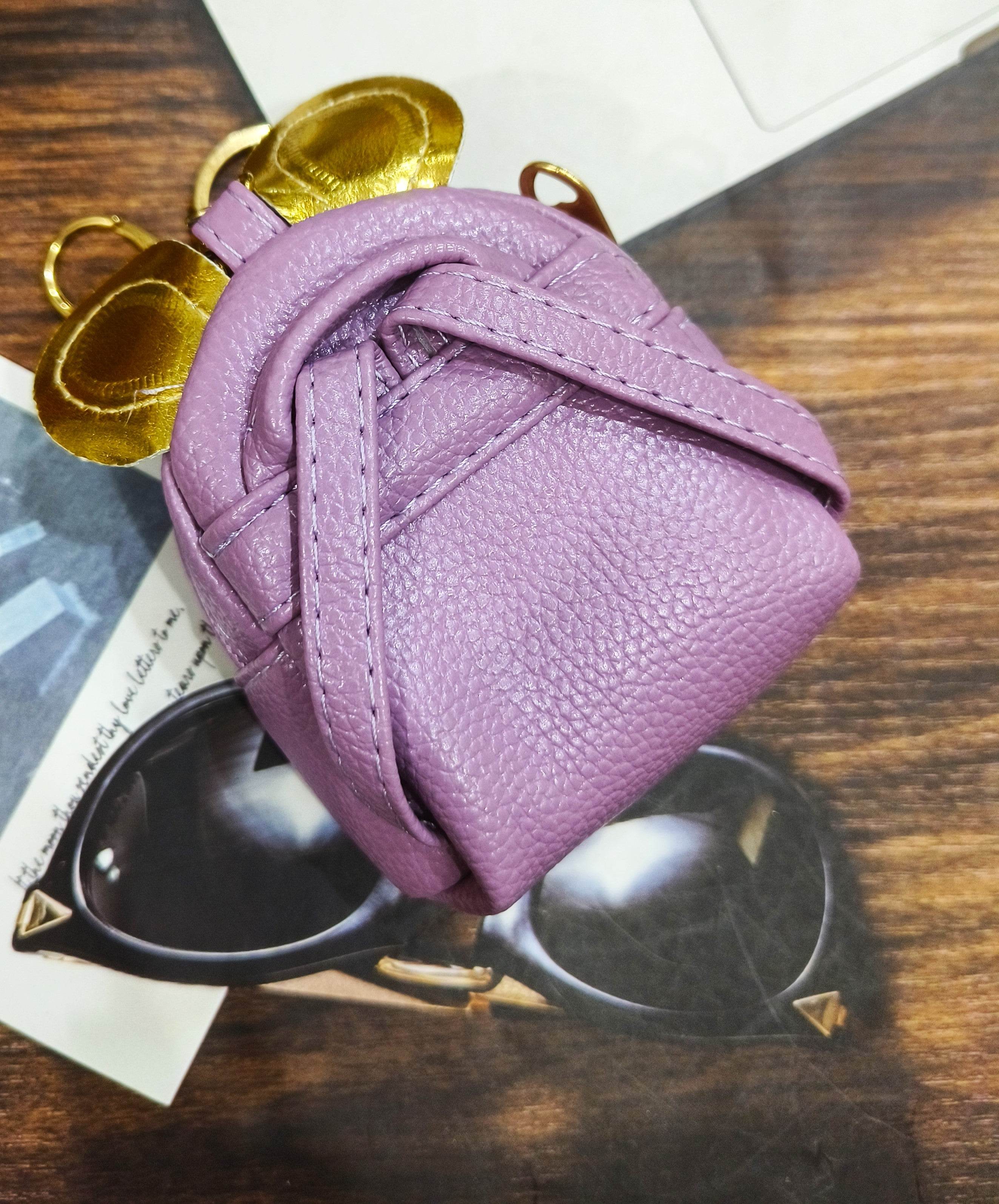 Universal Cartoon Accessories Leather Organizer Case Cover for Portable Charger, Cables, Earphone, Cord, SD Card - Lavender M - Guleel