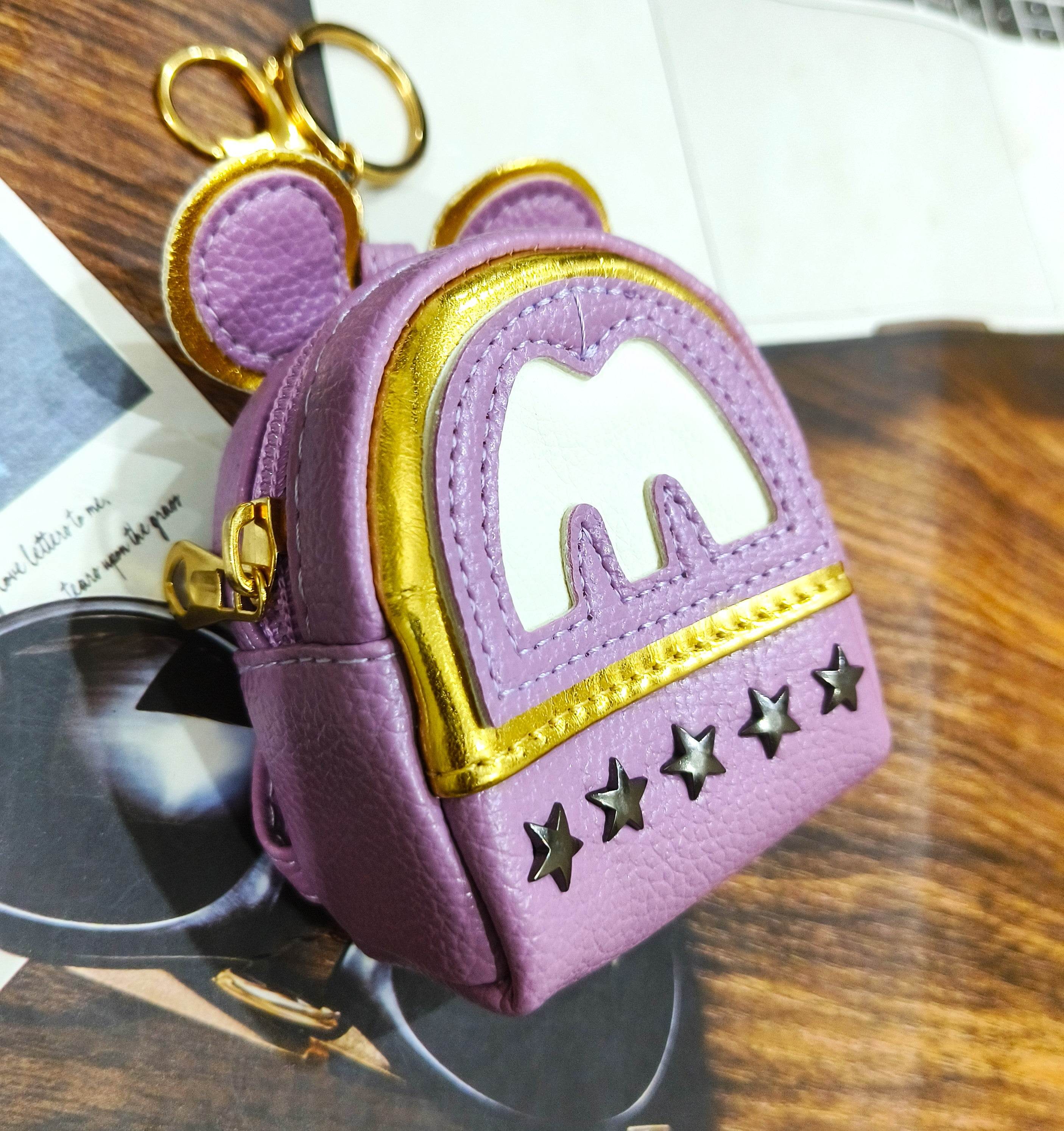 Universal Cartoon Accessories Leather Organizer Case Cover for Portable Charger, Cables, Earphone, Cord, SD Card - Lavender M - Guleel