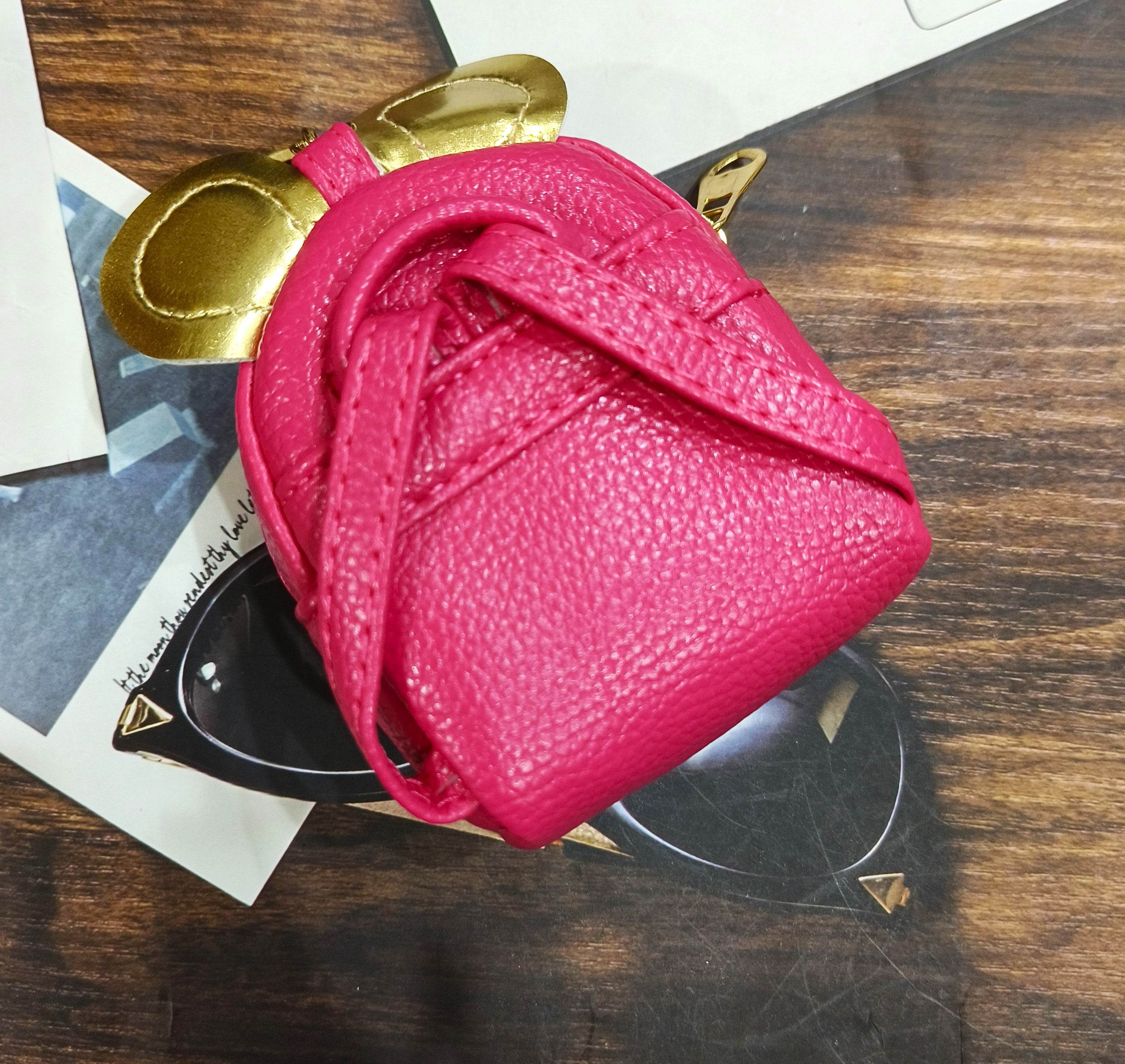 Universal Cartoon Accessories Leather Organizer Case Cover for Portable Charger, Cables, Earphone, Cord, SD Card - Hot Pink M - Guleel