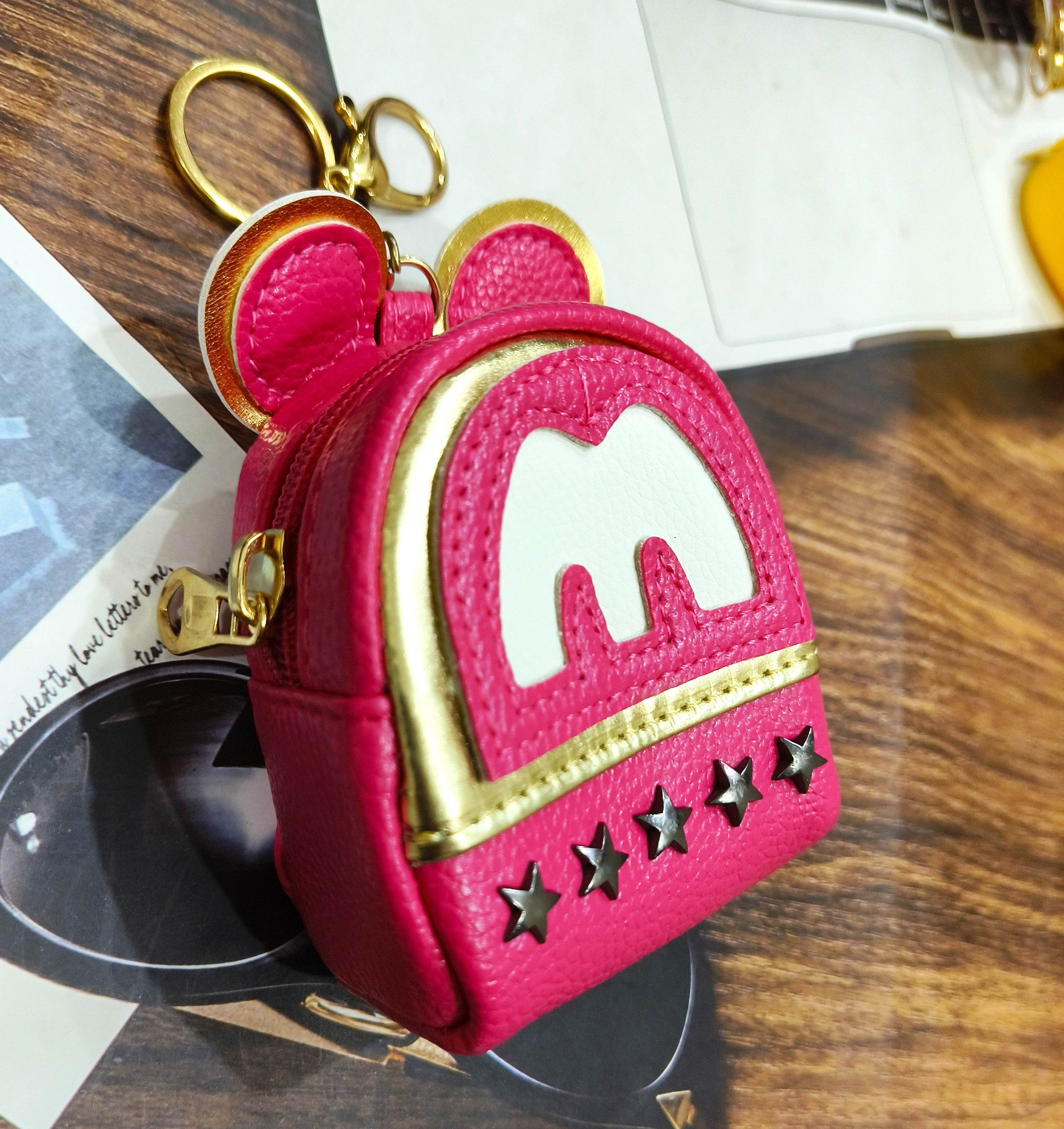 Universal Cartoon Accessories Leather Organizer Case Cover for Portable Charger, Cables, Earphone, Cord, SD Card - Hot Pink M - Guleel