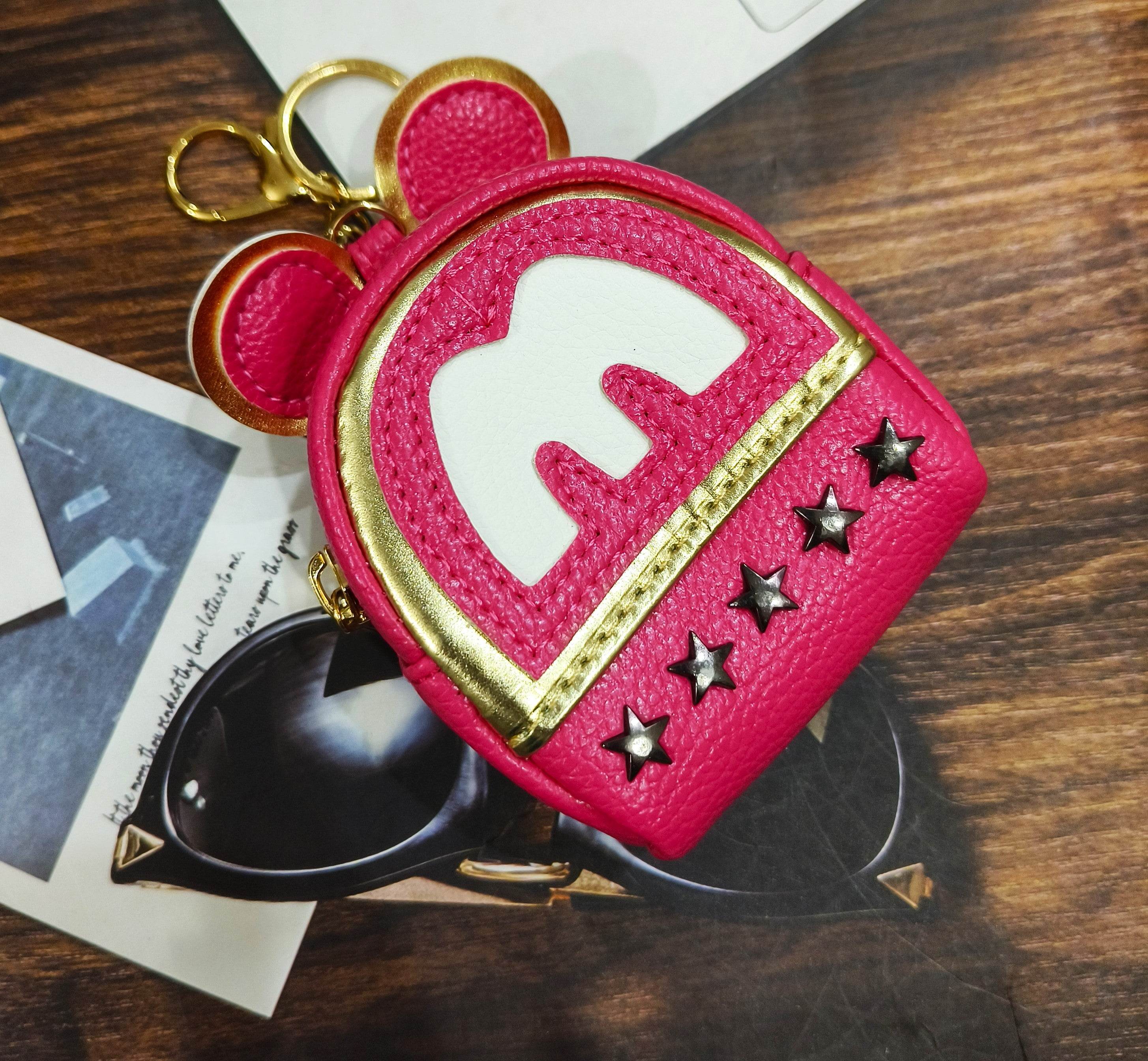 Universal Cartoon Accessories Leather Organizer Case Cover for Portable Charger, Cables, Earphone, Cord, SD Card - Hot Pink M - Guleel