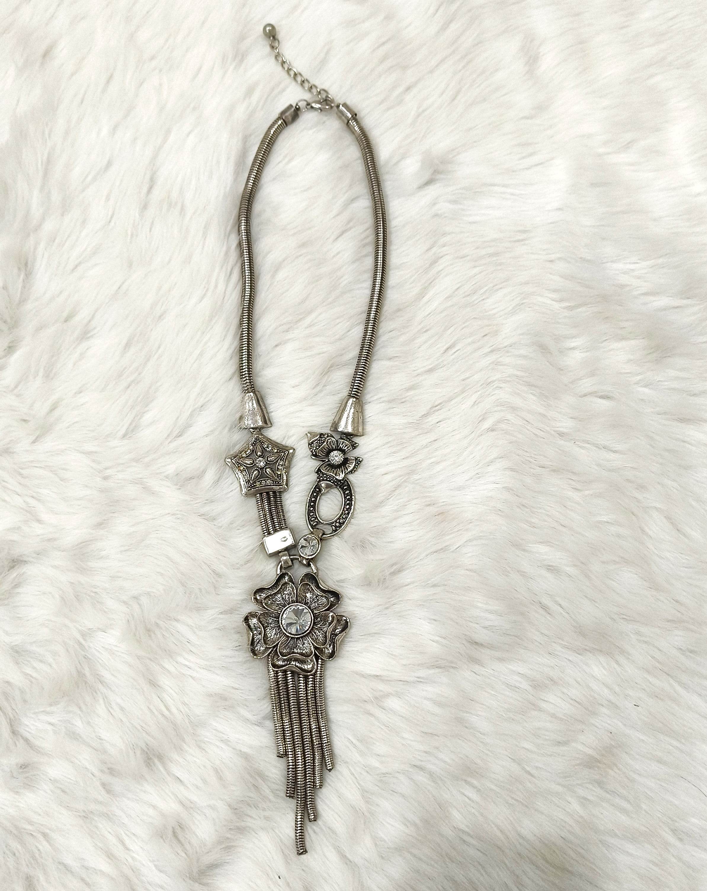 Oxidized Silver Jewellery Necklace for Women and Girls - Guleel