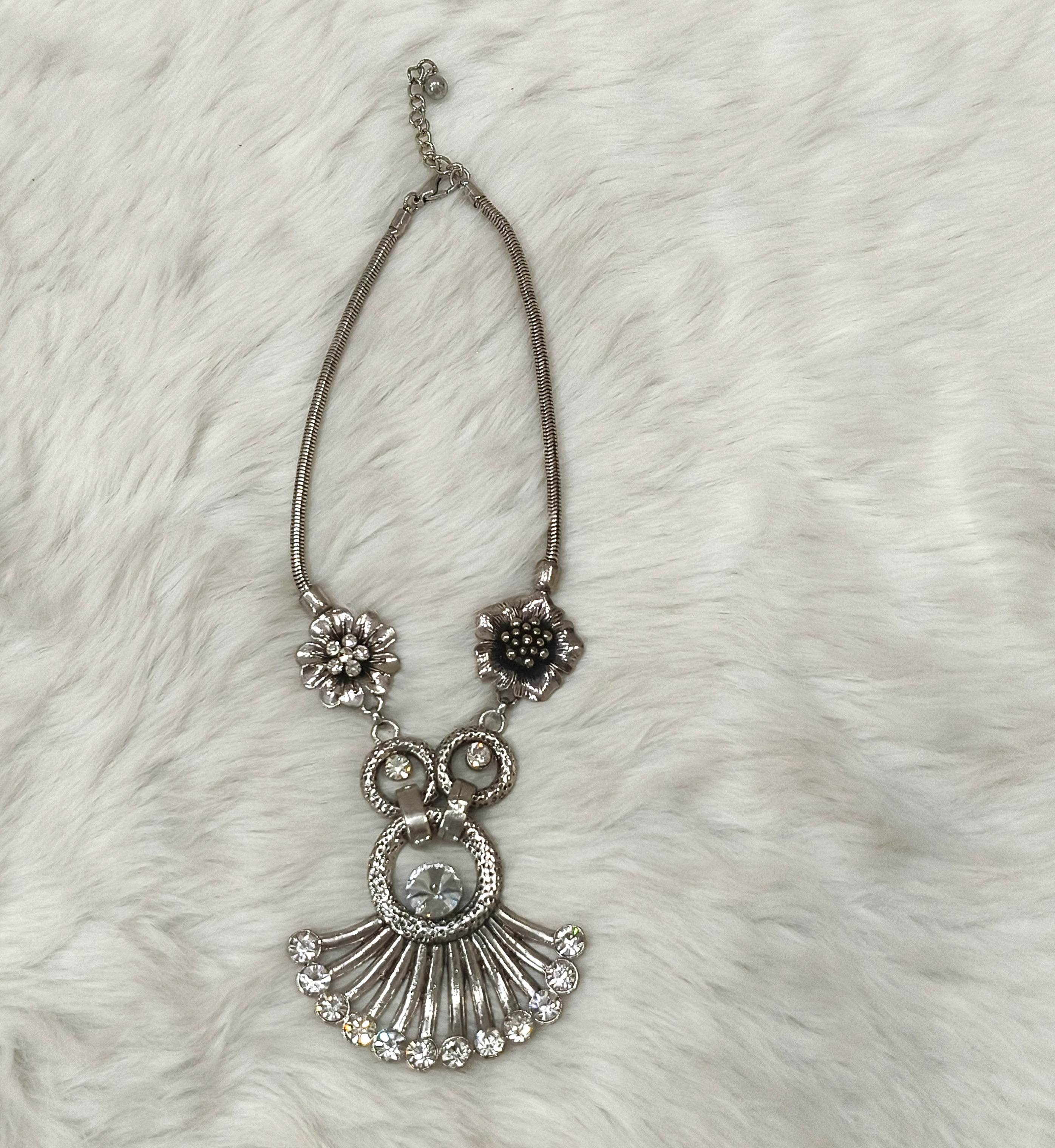 Oxidized Silver Jewellery Necklace for Women and Girls - Guleel