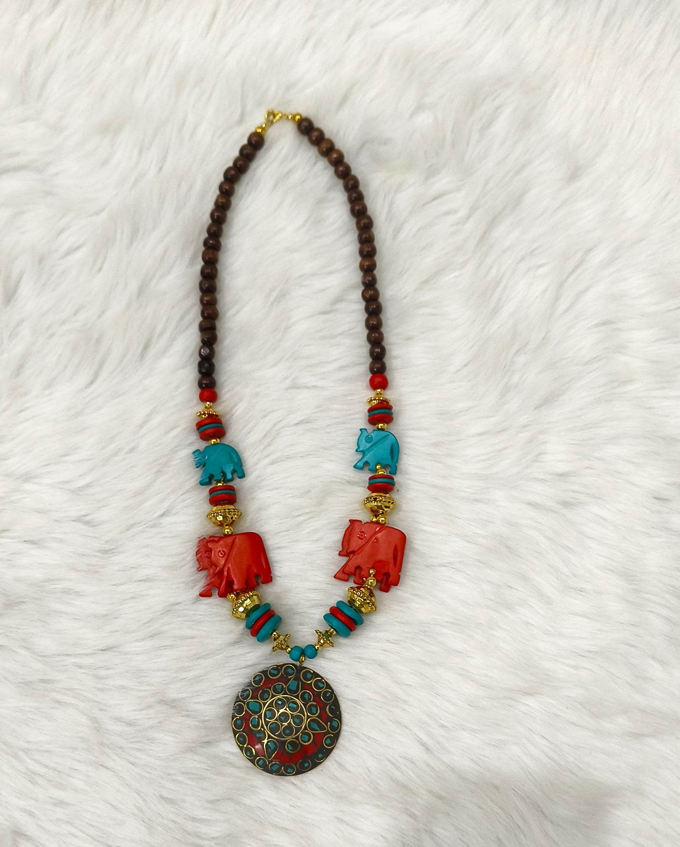 Elephant Style Jewellery Necklace for Women and Girls - Multicolor - Guleel