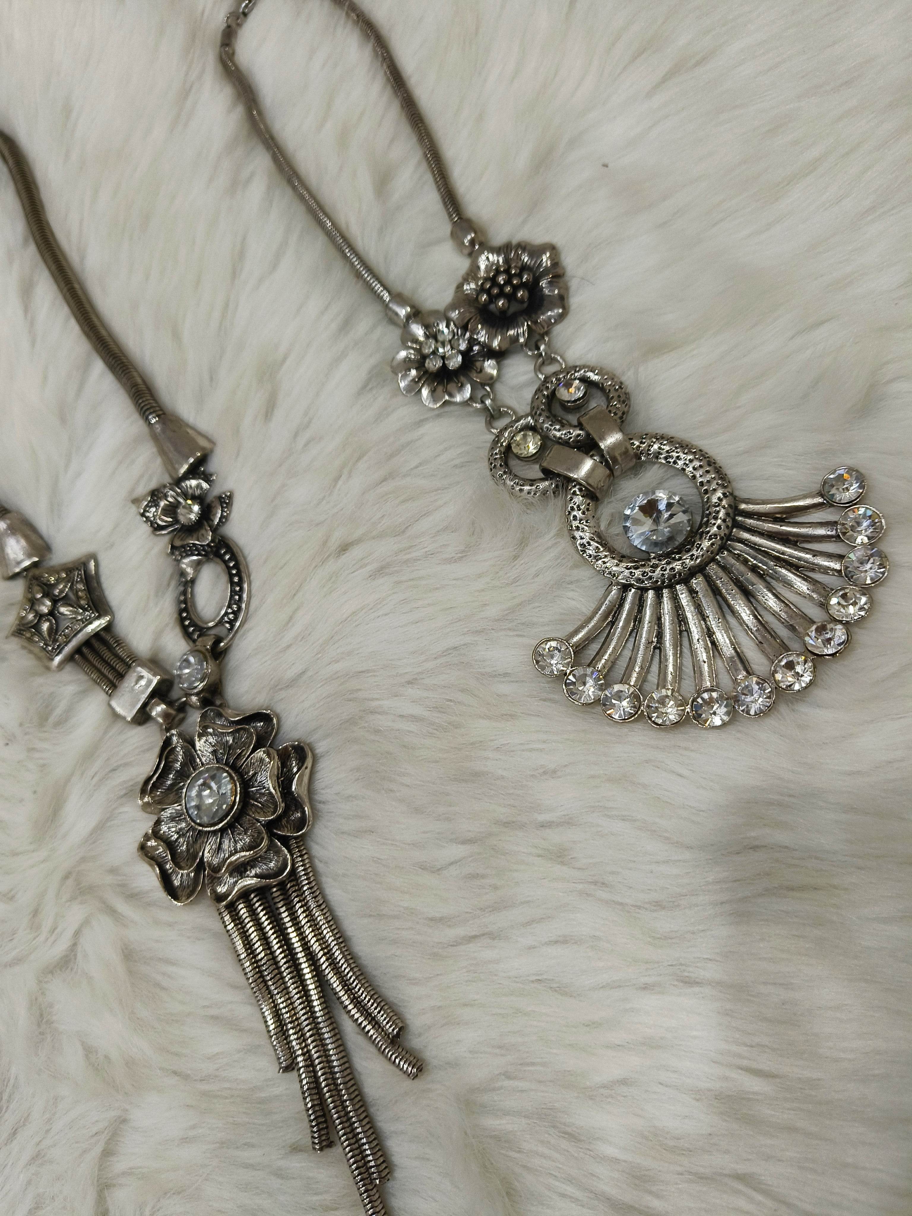 Oxidized Silver Jewellery Necklace for Women and Girls - Guleel