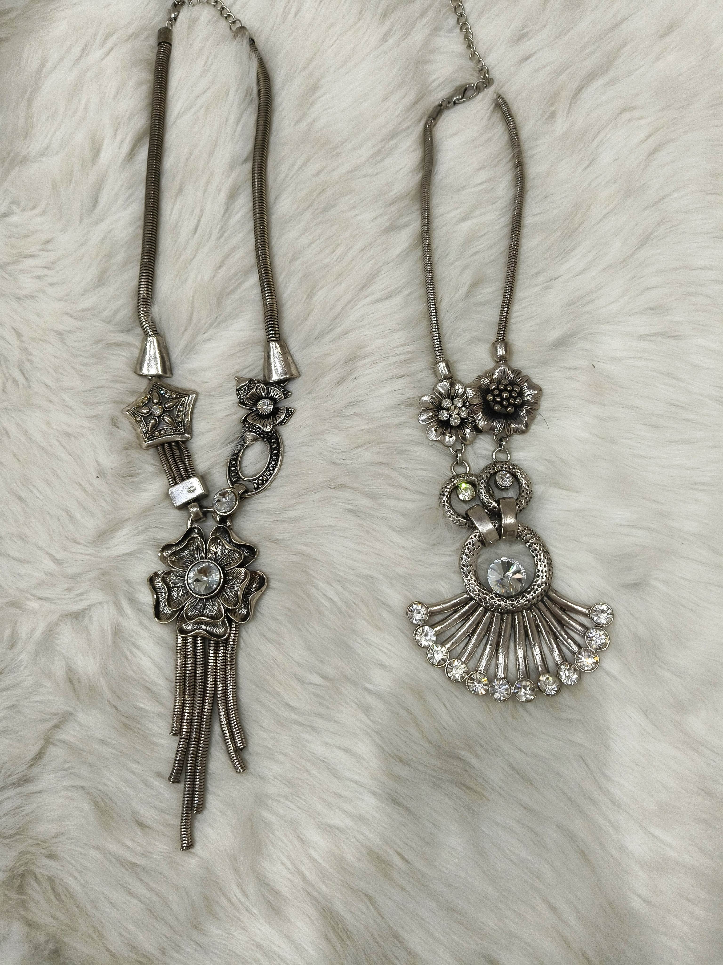 Oxidized Silver Jewellery Necklace for Women and Girls - Guleel