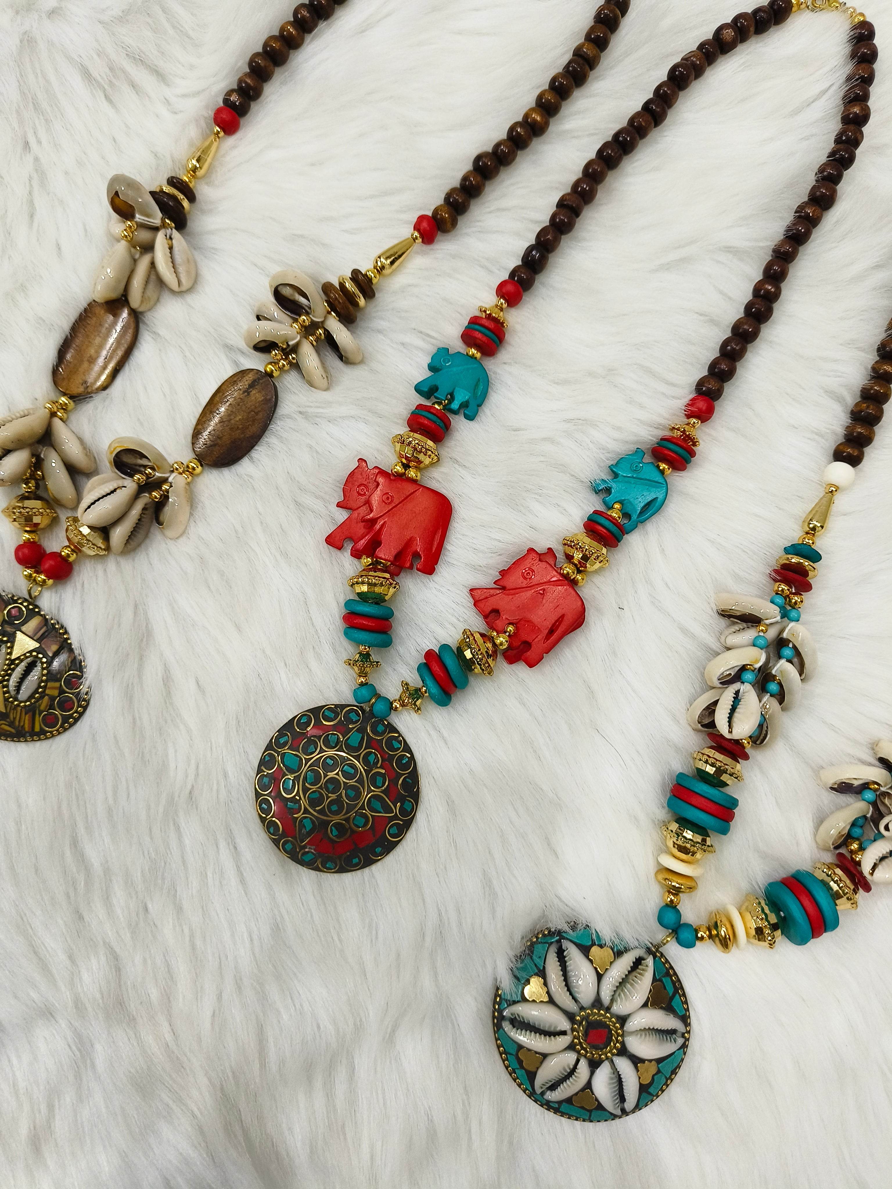 Elephant Style Jewellery Necklace for Women and Girls - Multicolor - Guleel