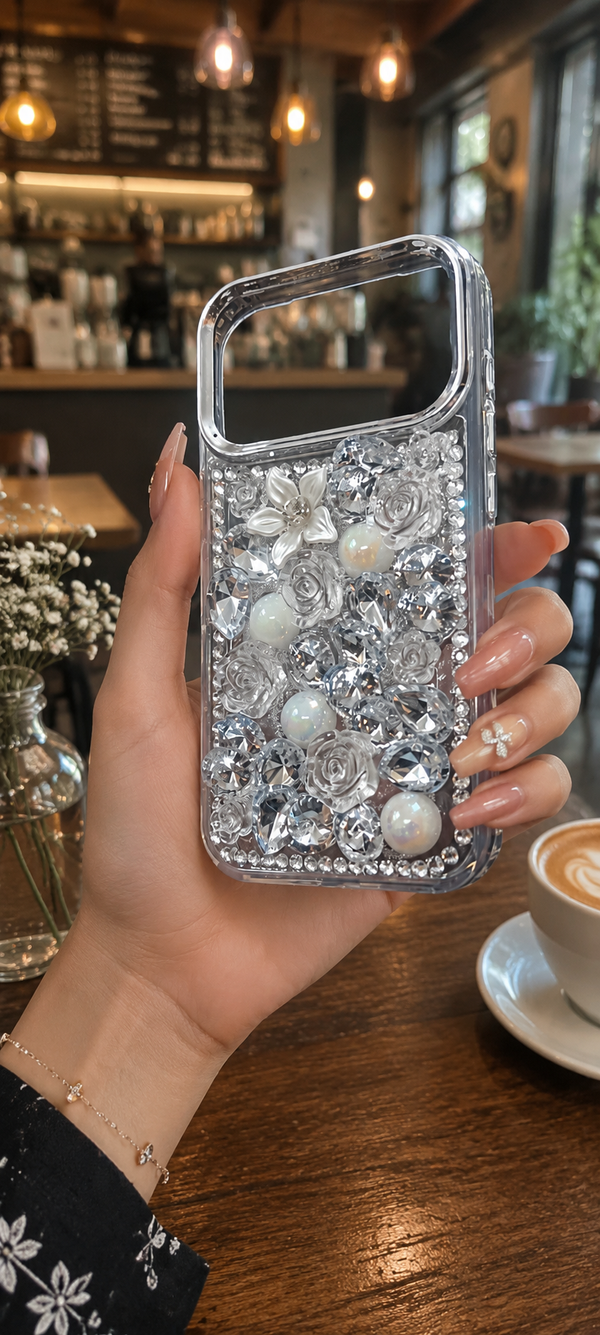 Cute Glitter Rhinestone Cover - Silver