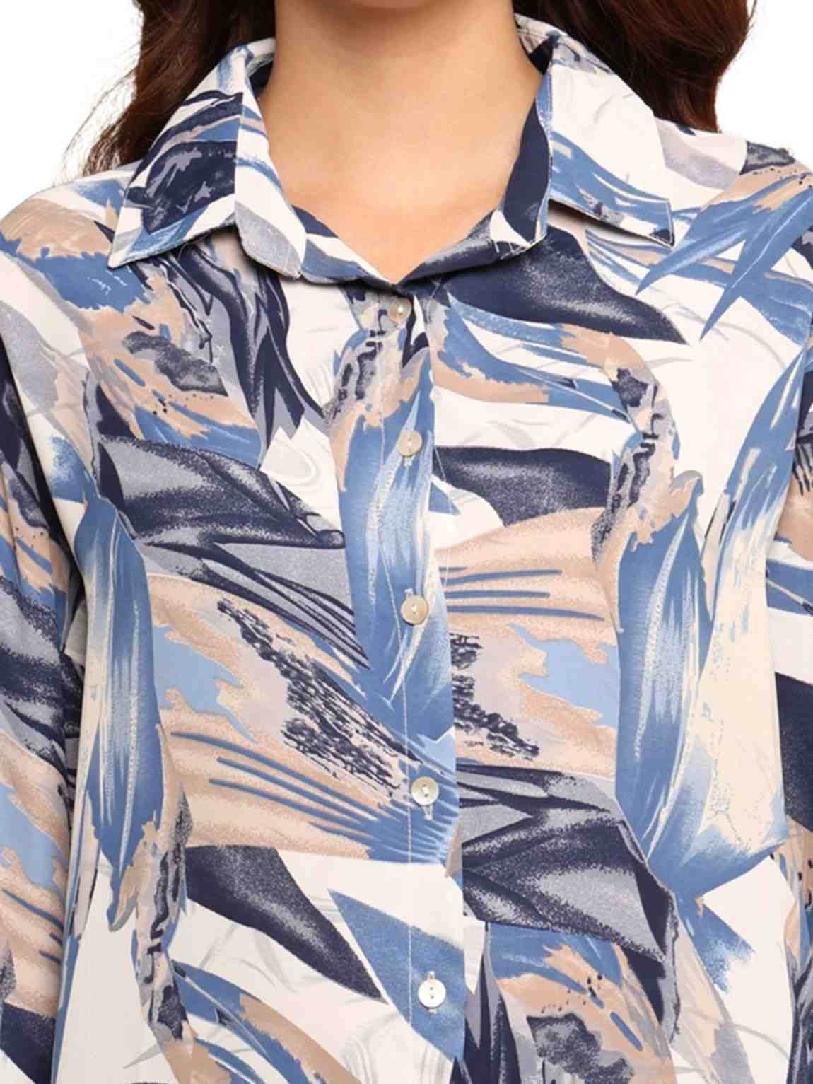 Printed Cotton Shirt - Multi Color - Guleel