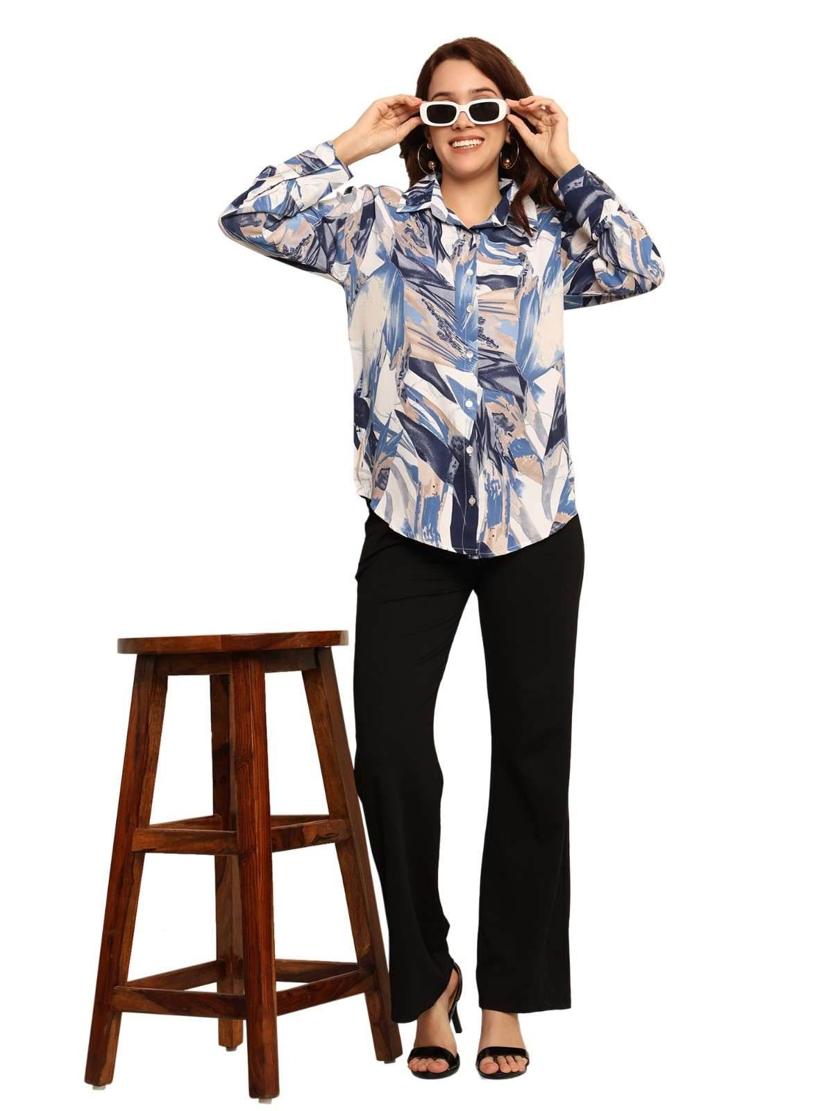 Printed Cotton Shirt - Multi Color - Guleel