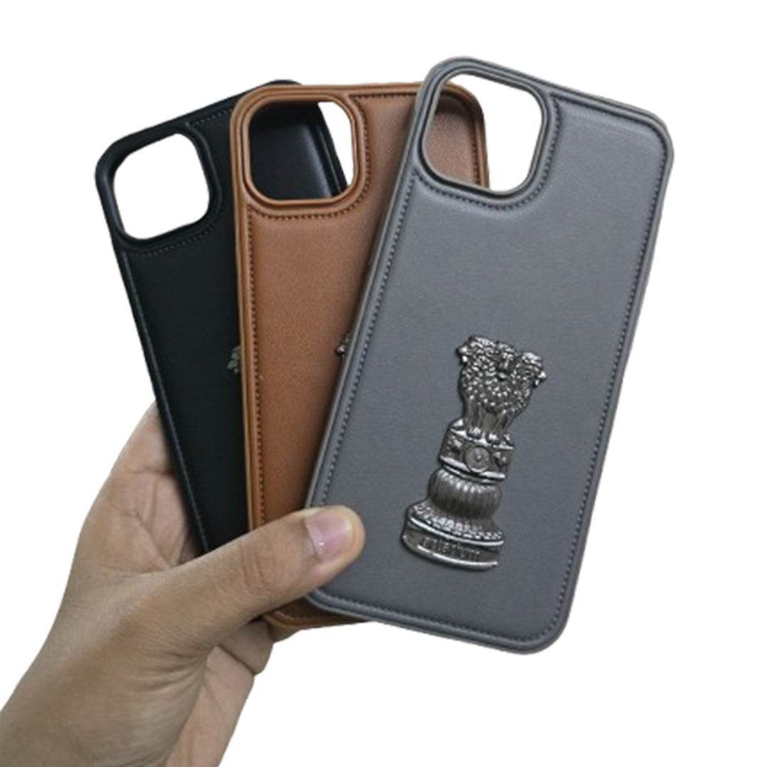 Premium Leather Engraving Back Cover - Grey - Guleel