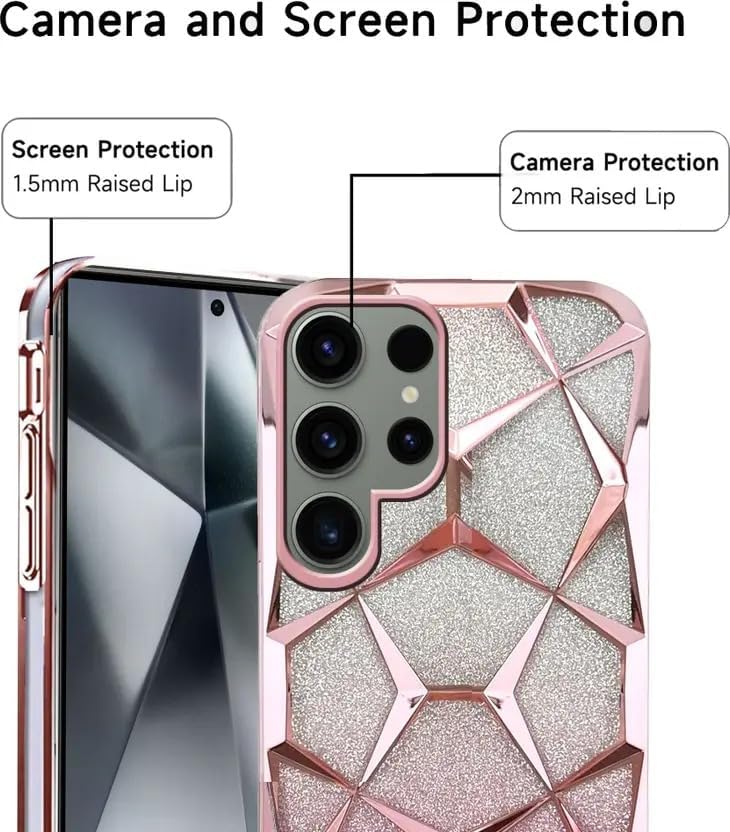 Gradient Glitter Electroplated 3D Cube, Diamond Back Cover - Pink