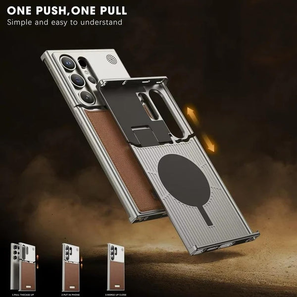 Premium Shockproof Metallic Finish Leather Back case Cover - Brown