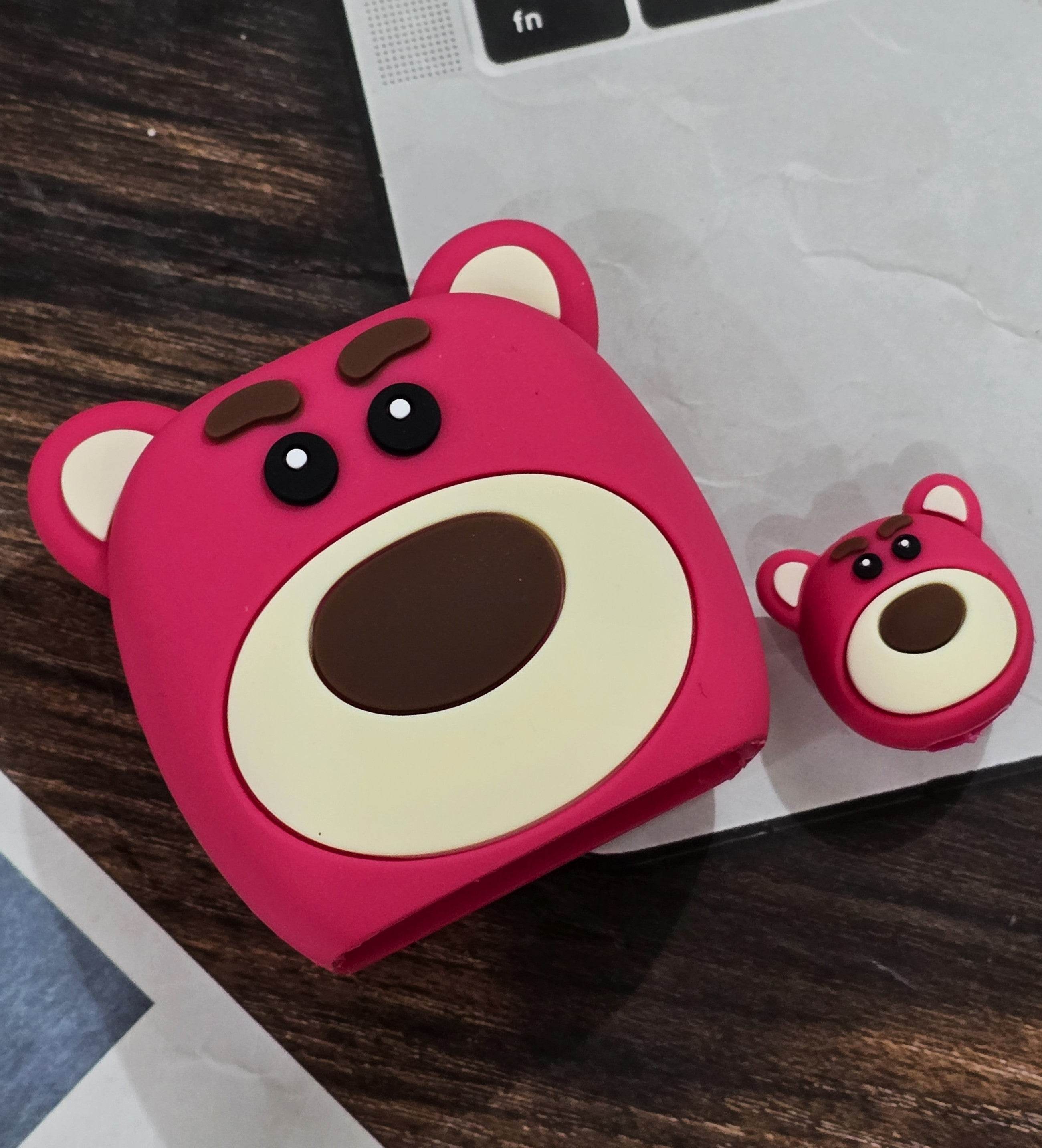 Samsung Cartoon Charger Case Cover for 25W Chargers - Pink Bear (With Wire Cover) - Guleel