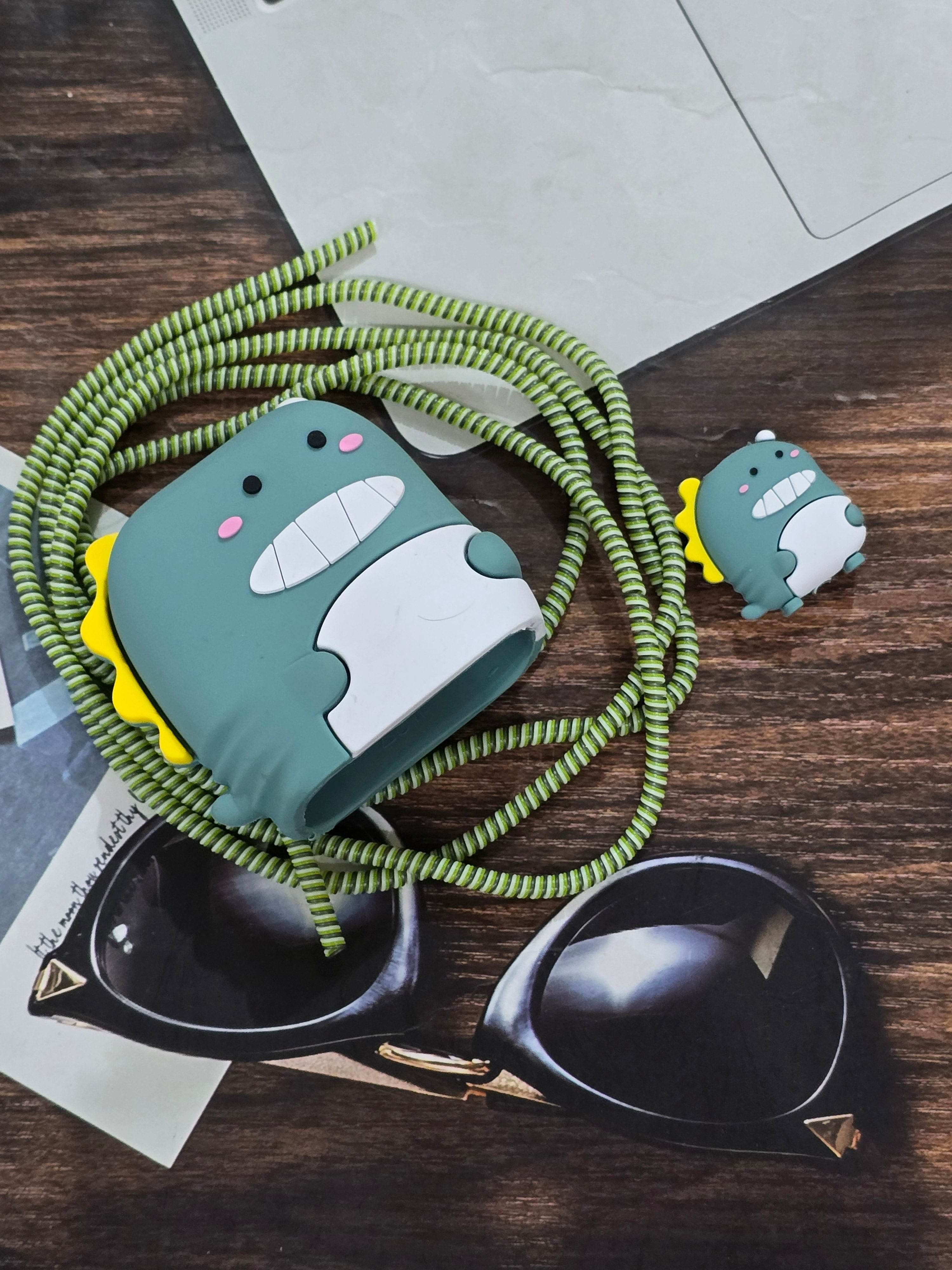 Samsung Cartoon Charger Case Cover for 25W Chargers - Green (With Wire Cover) - Guleel